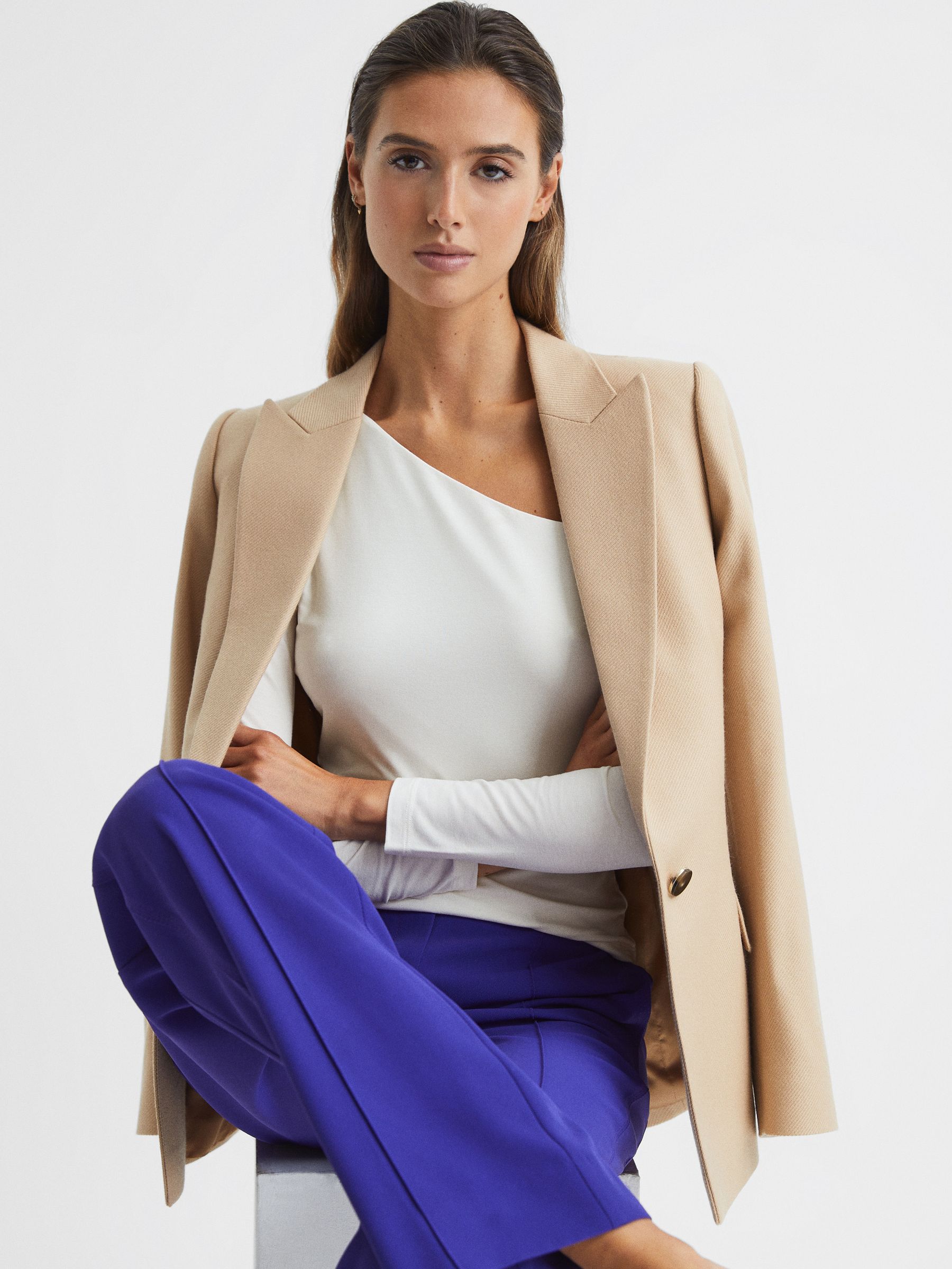 Asymmetric Off Shoulder Top in Cream - Image 6 of 6