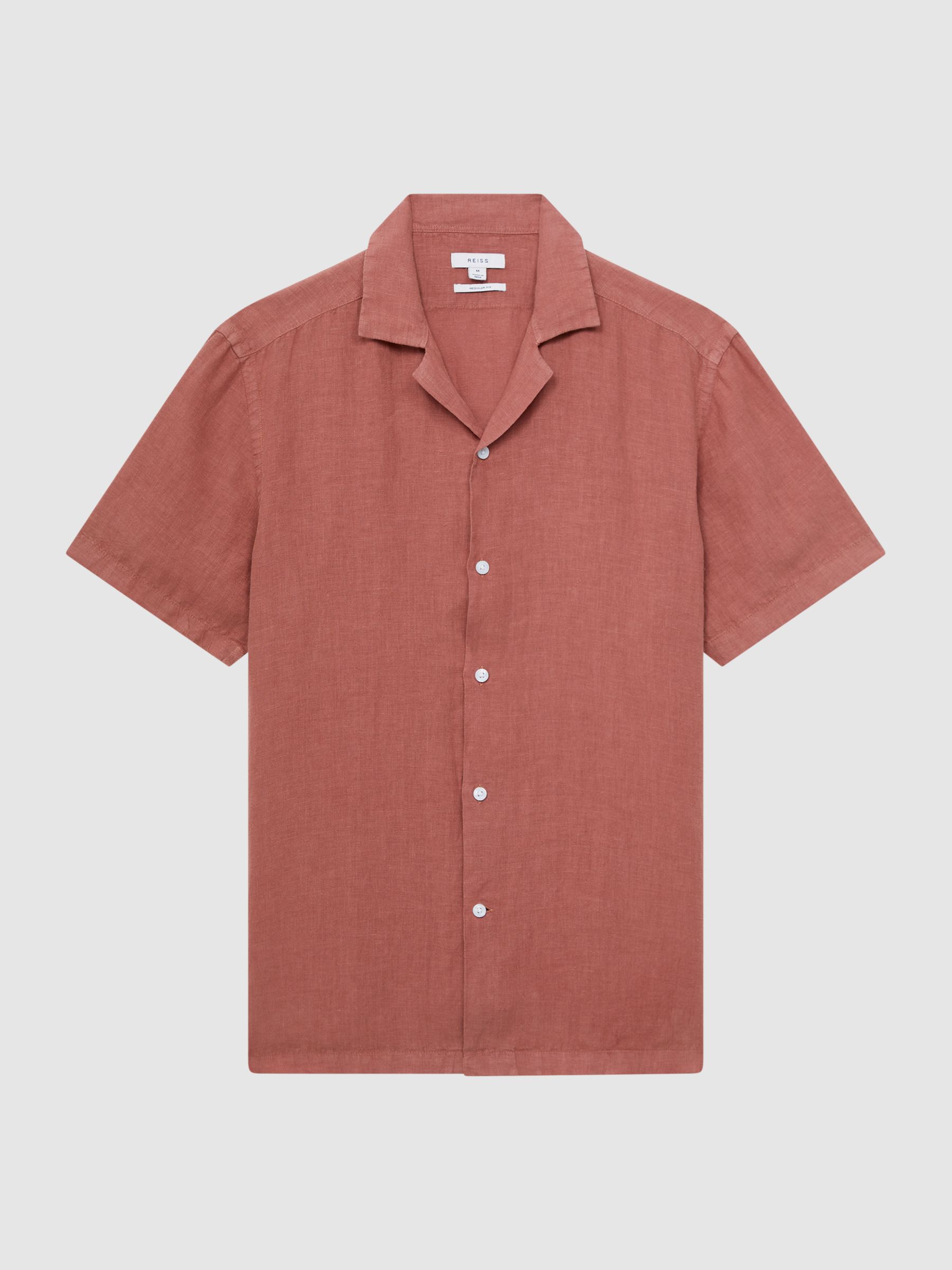 Linen Cuban Collar Shirt in Sienna - Image 2 of 5
