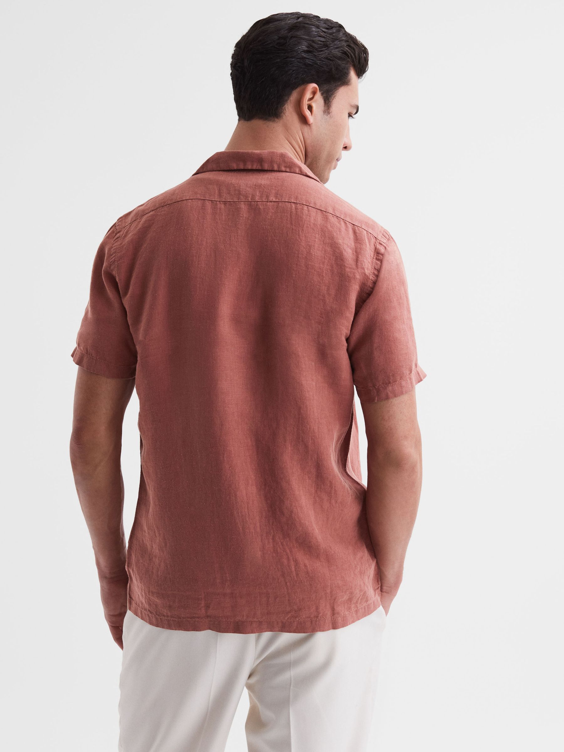 Linen Cuban Collar Shirt in Sienna - Image 5 of 5