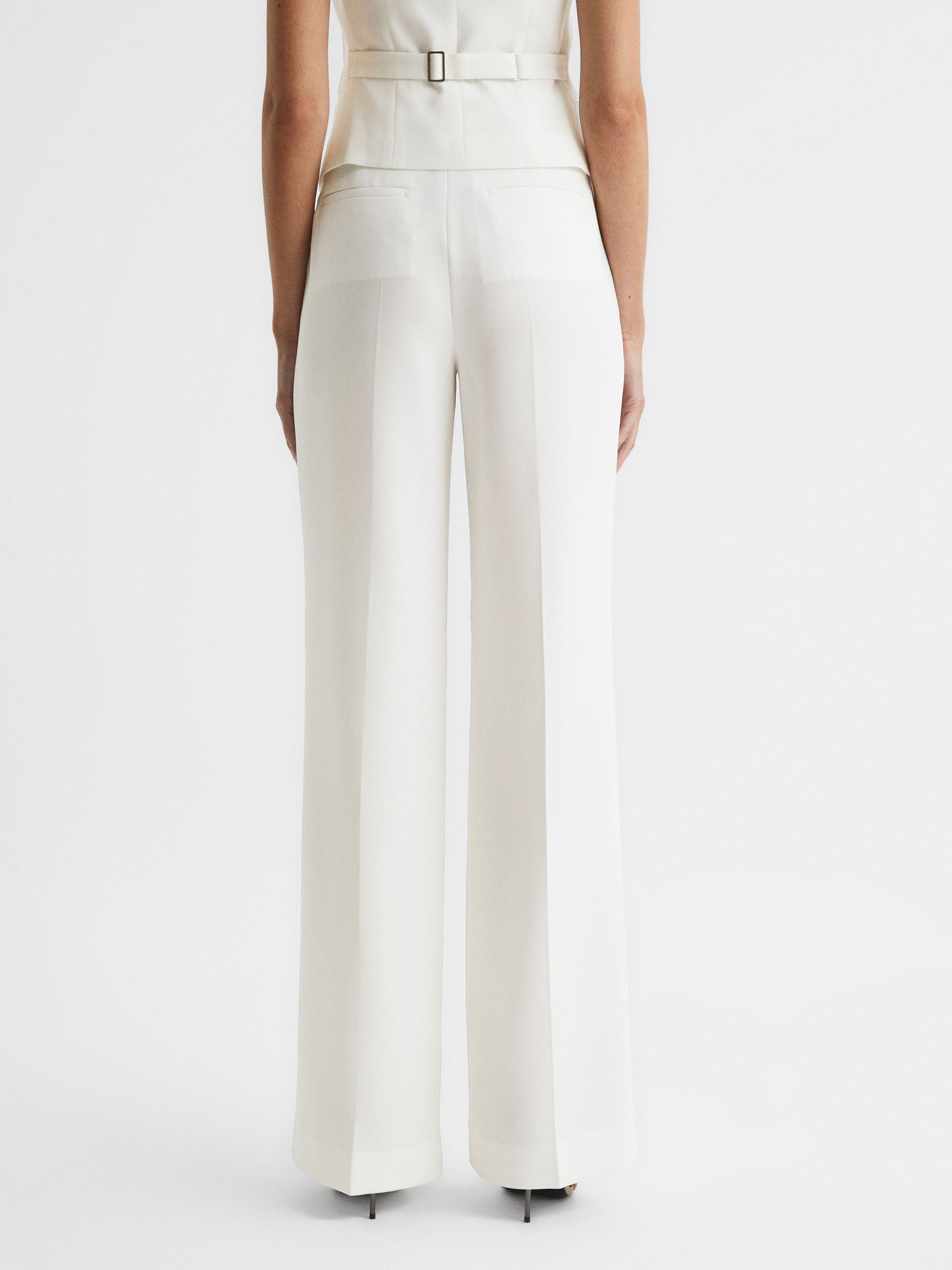 Crepe Wide Leg Trousers in White - Image 5 of 7