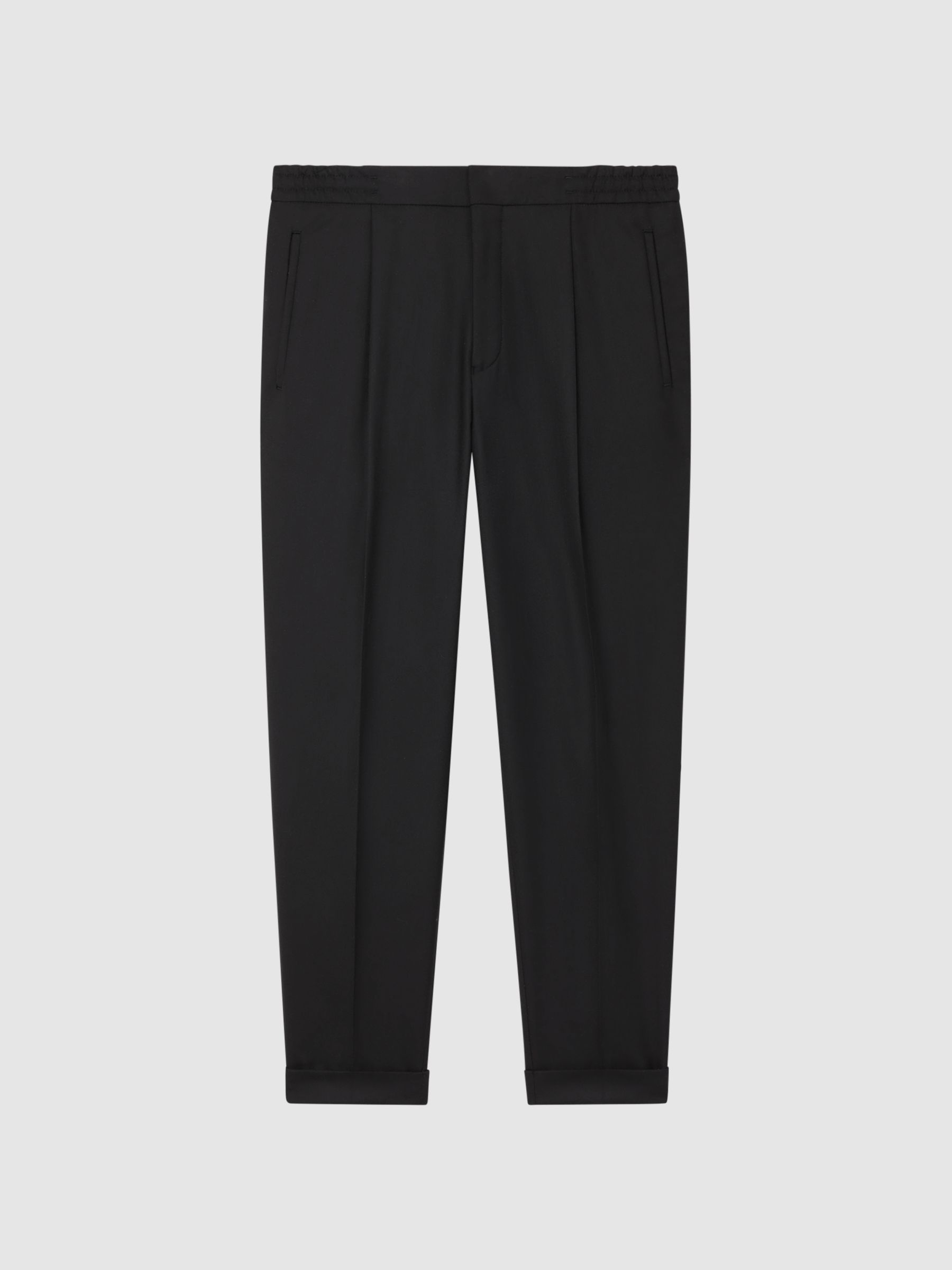 Relaxed Drawstring Trousers with Turn-Ups in Black - Image 2 of 7