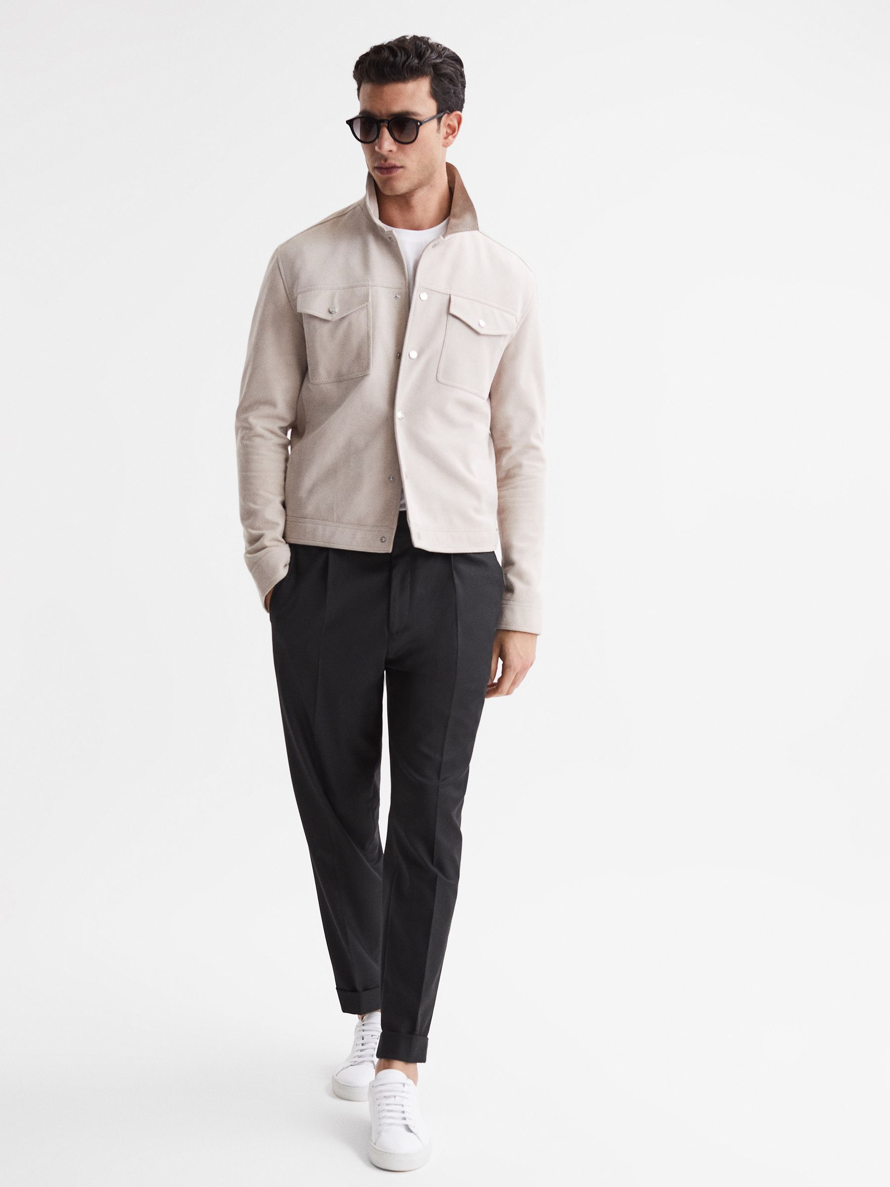 Relaxed Drawstring Trousers with Turn-Ups in Black - Image 6 of 7
