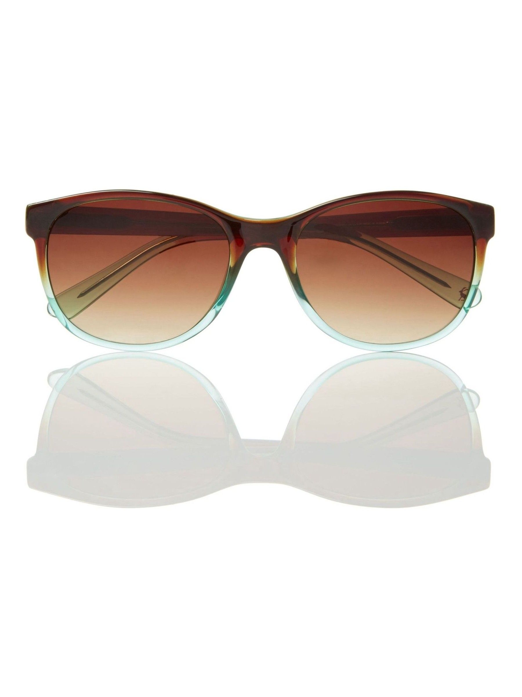 Brown/Teal Blue Small Classic Graduated Bi-Colour Sunglasses - Image 1 of 4