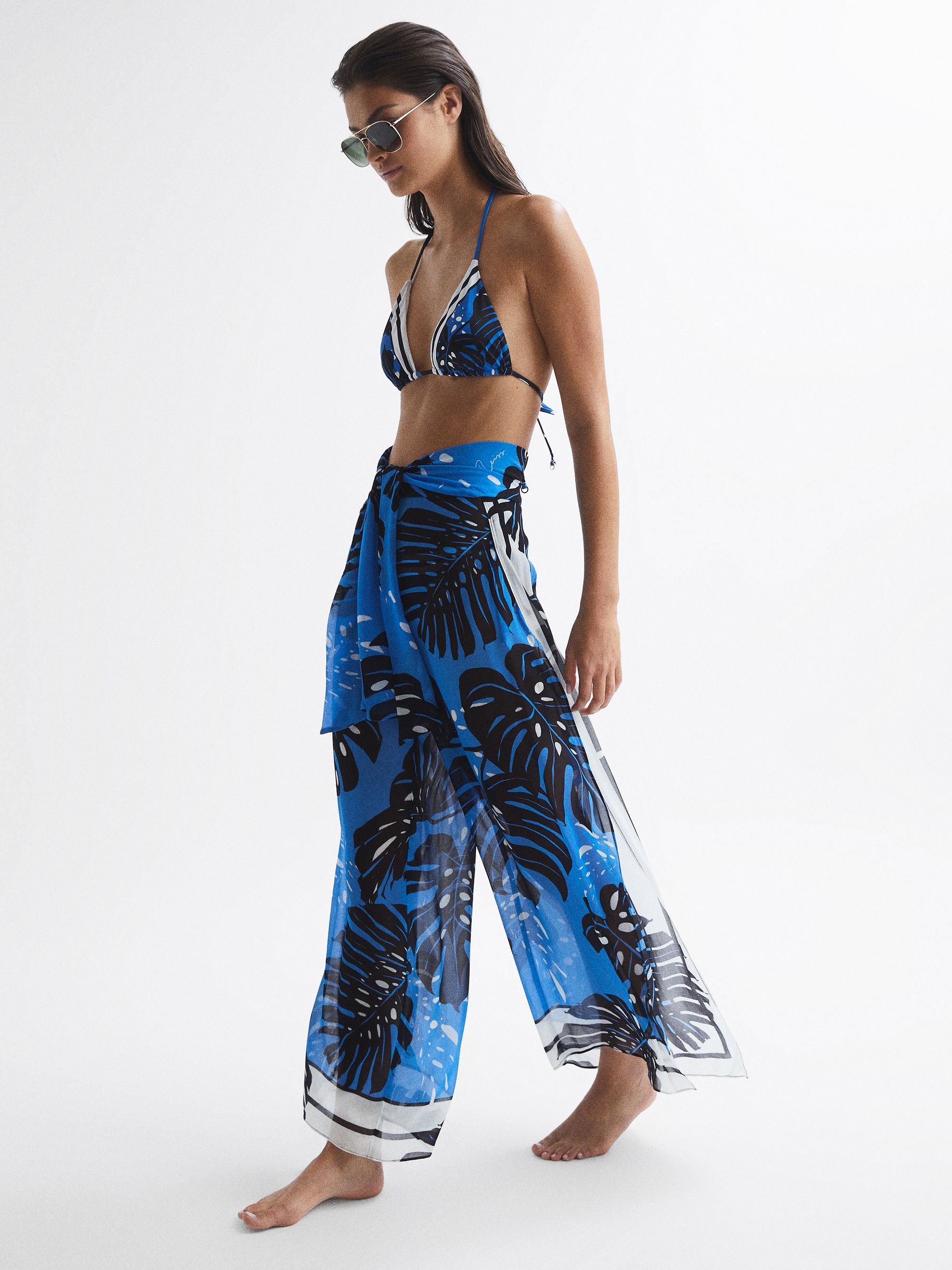 Printed Resort Trousers in Blue - Image 1 of 7 Printed Resort Trousers in Blue - Image 1 of 7