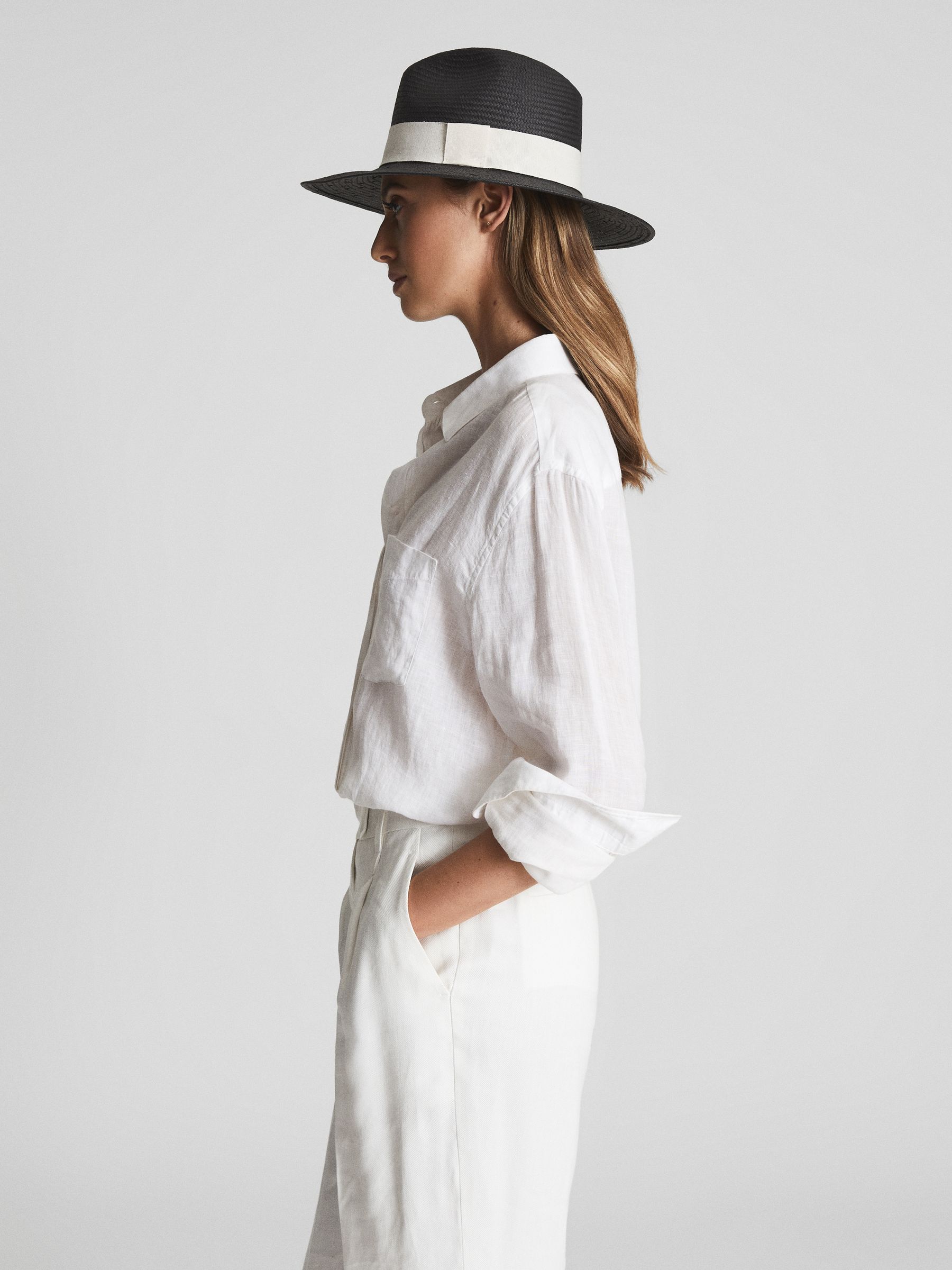 Straw Hat in Black - Image 1 of 5 Straw Hat in Black - Image 1 of 5