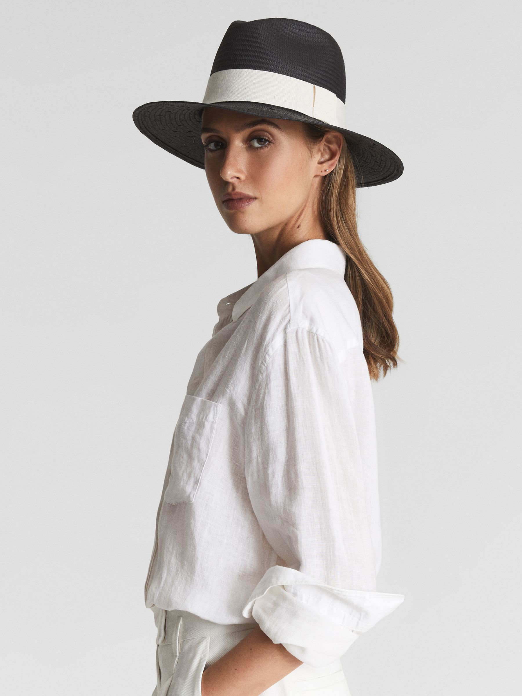 Straw Hat in Black - Image 3 of 5