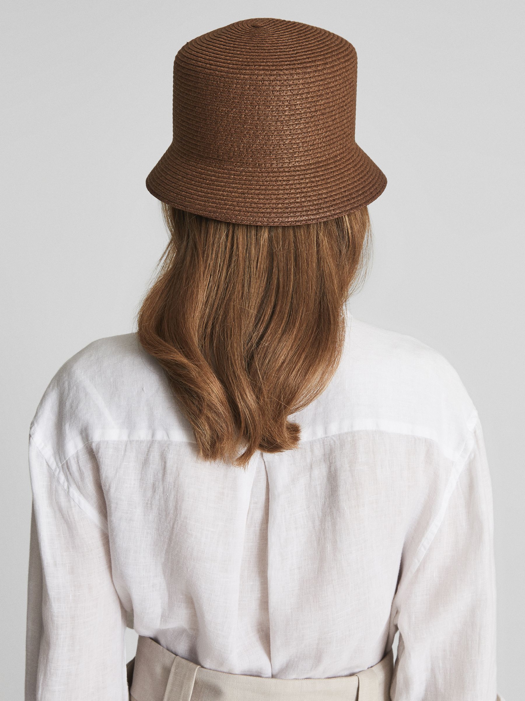 Woven Bucket Hat in Chocolate - Image 1 of 6 Woven Bucket Hat in Chocolate - Image 1 of 6