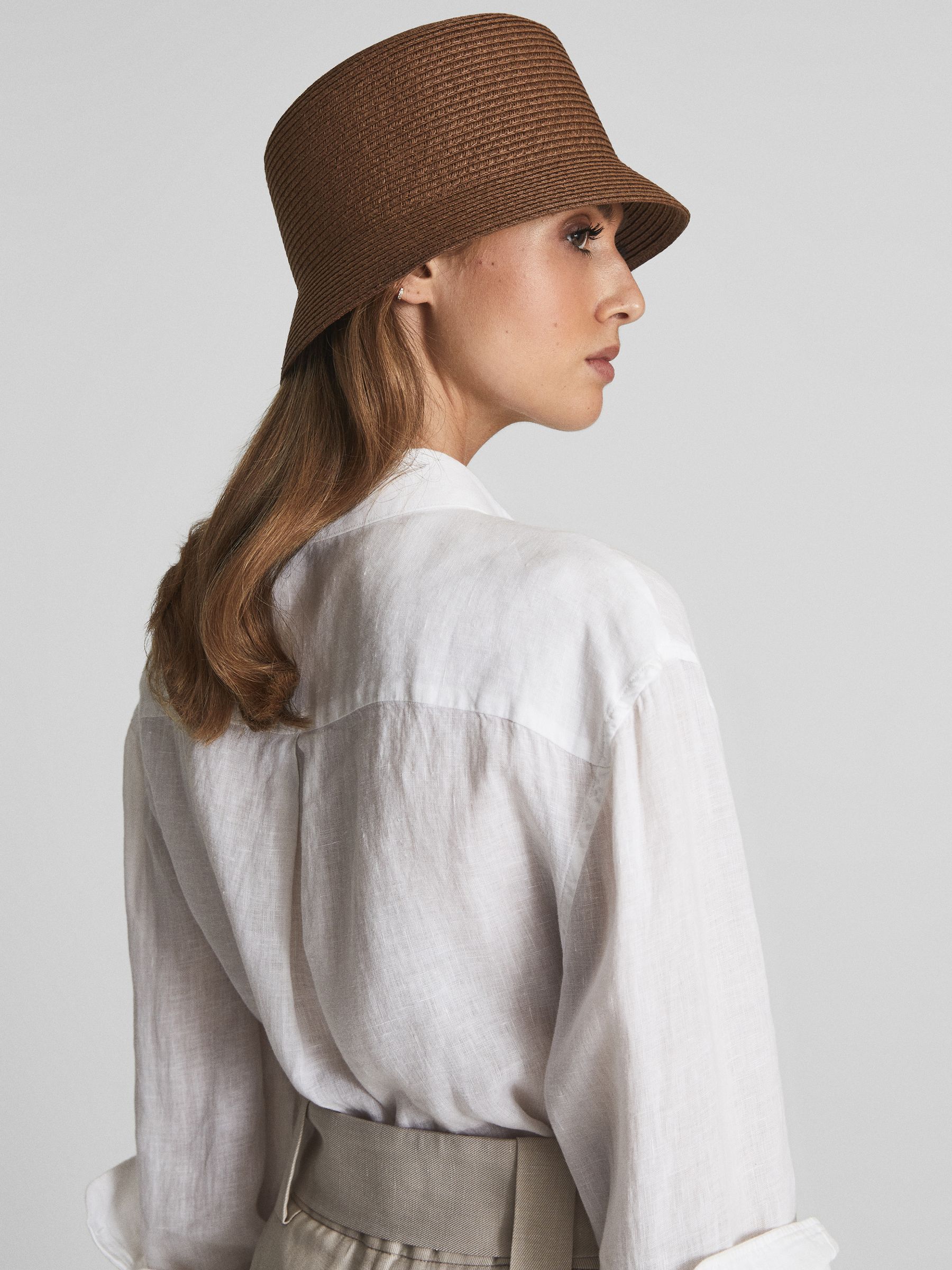 Woven Bucket Hat in Chocolate - Image 4 of 6