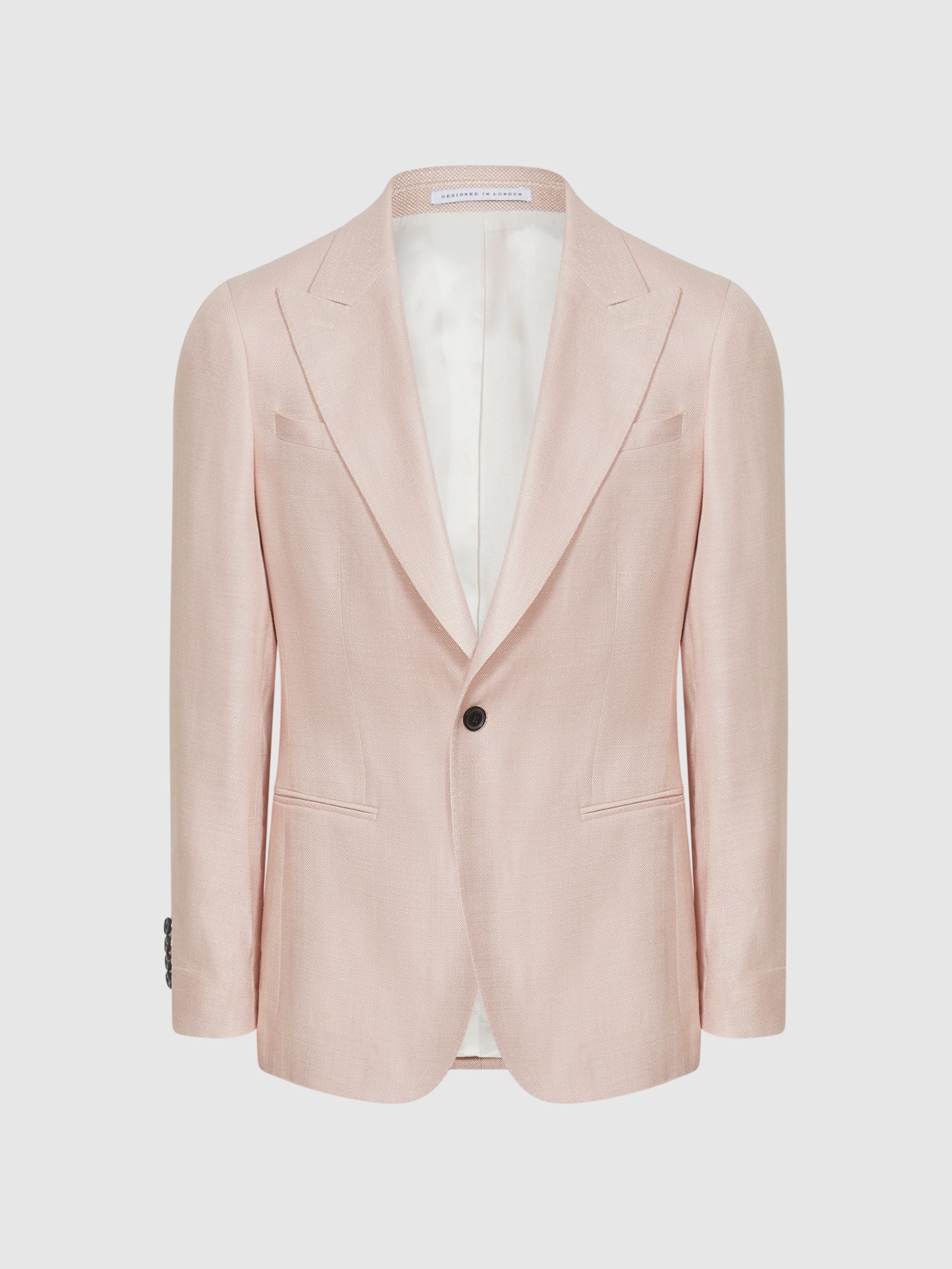 Single Breasted Weave Blazer in Soft Pink - Image 2 of 5