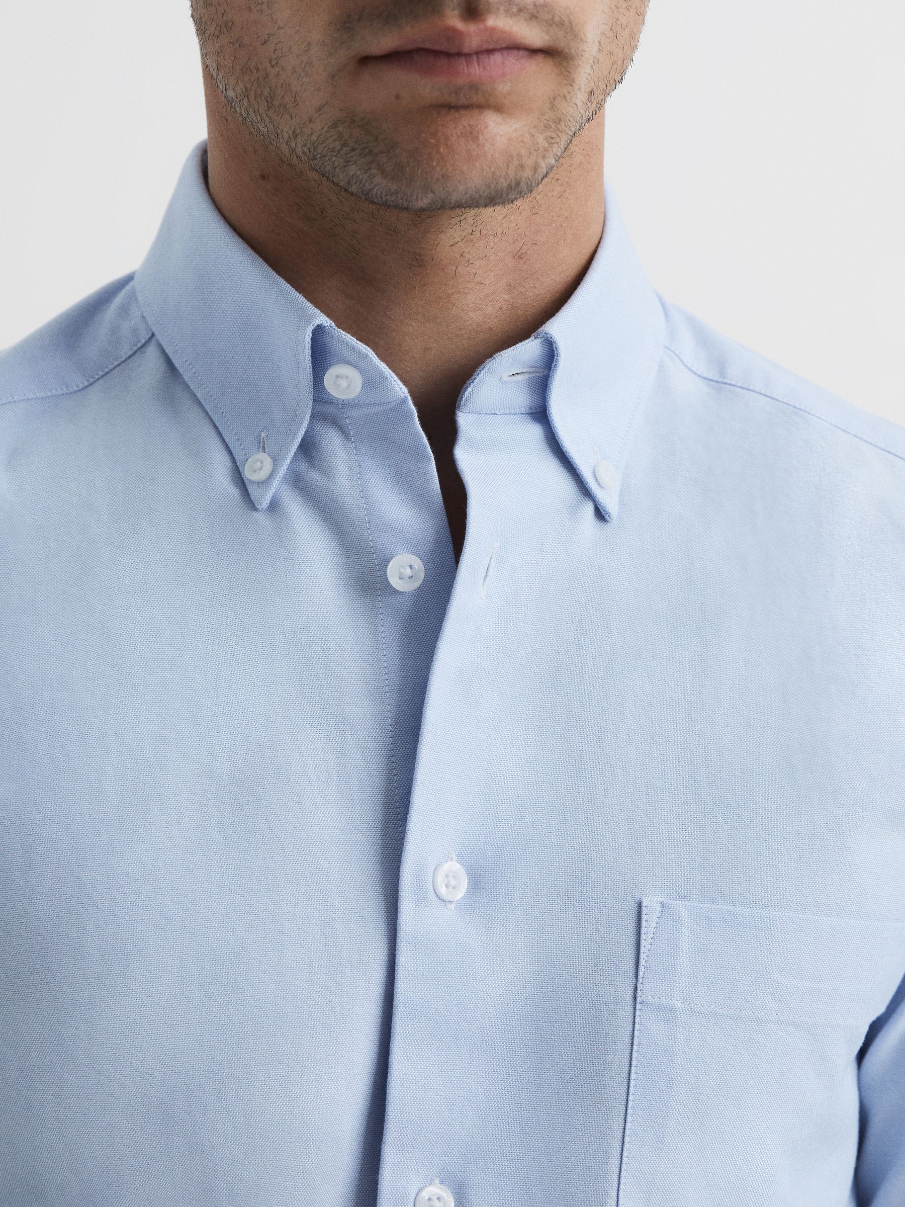Soft Wash Button Down Oxford Shirt in Soft Blue - Image 4 of 8