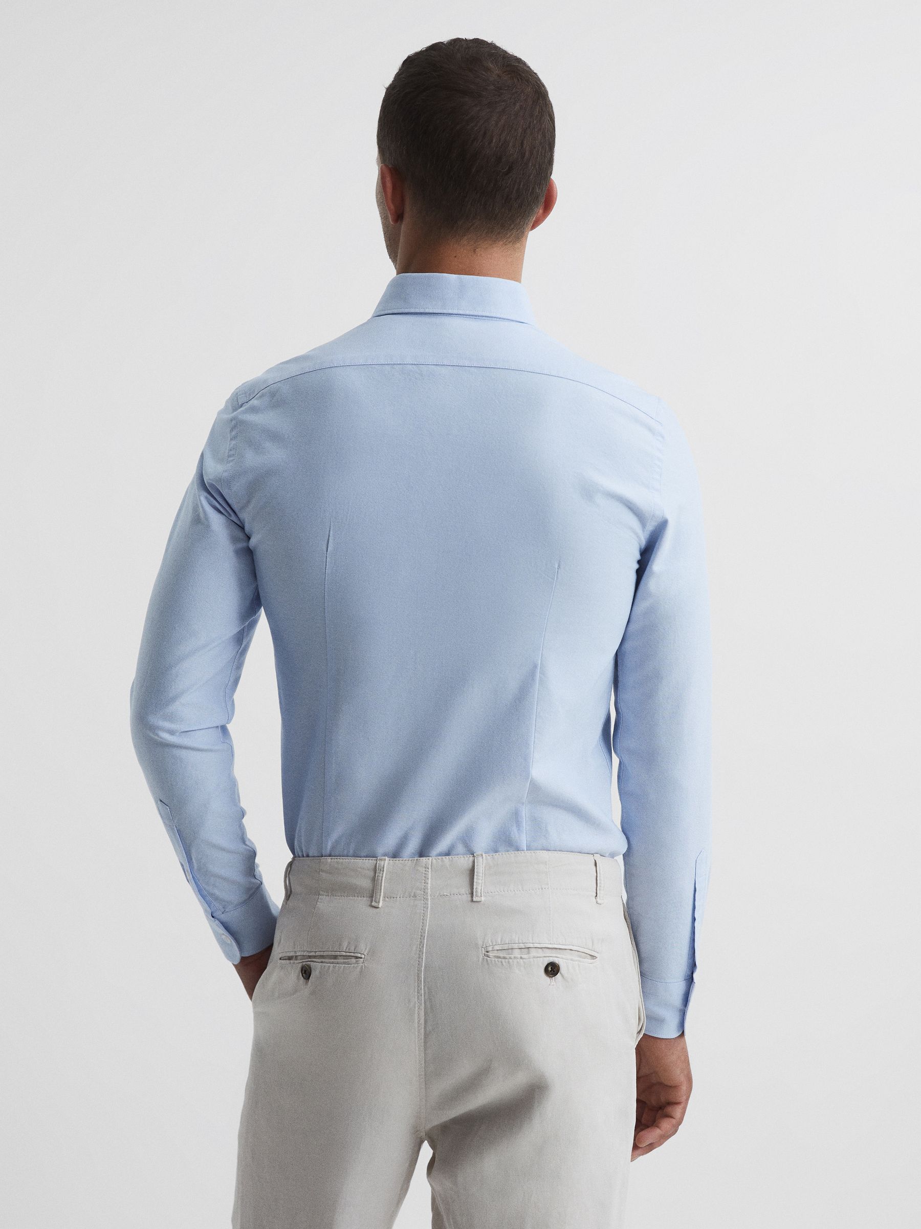 Soft Wash Button Down Oxford Shirt in Soft Blue - Image 5 of 8
