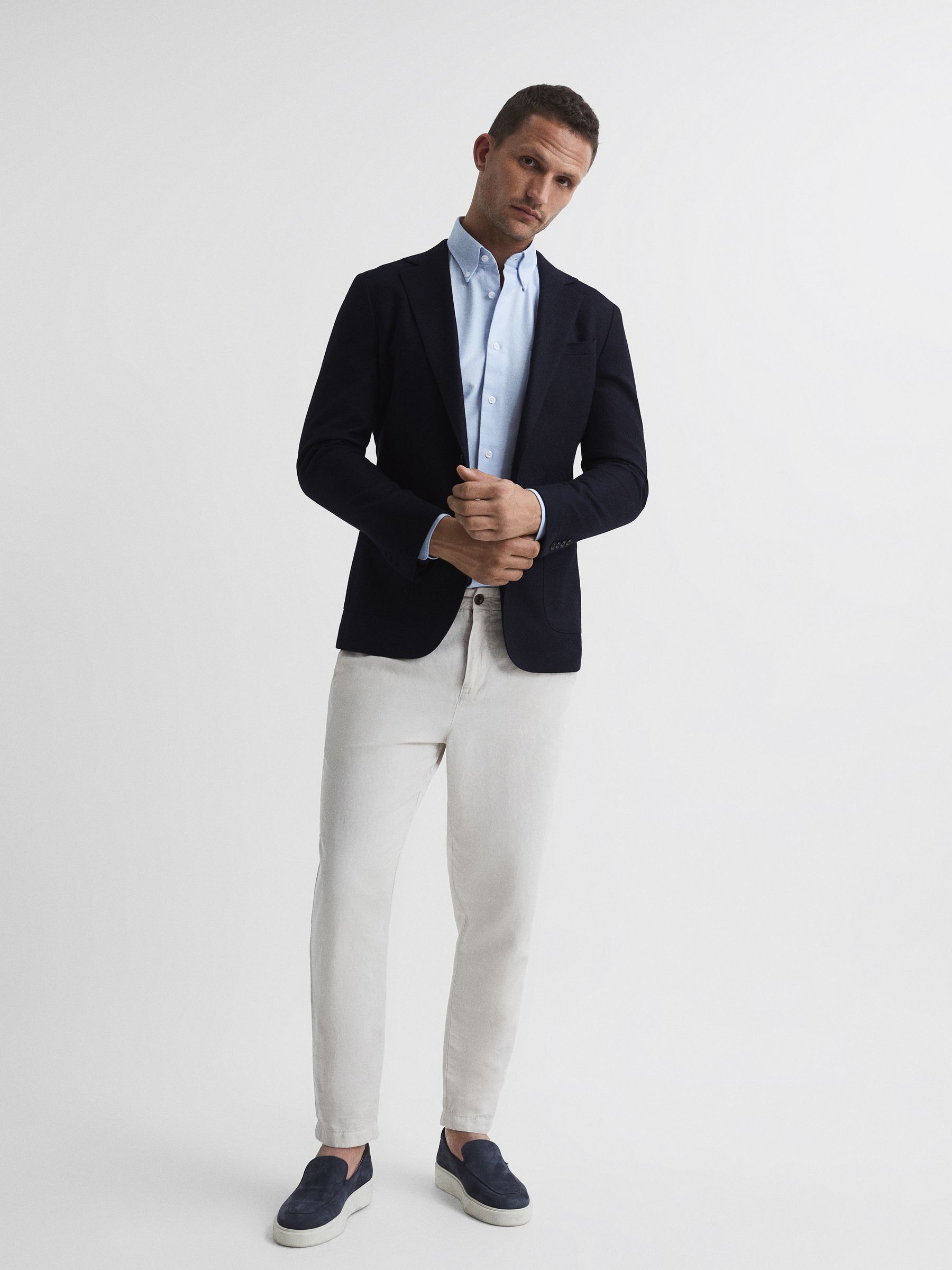 Soft Wash Button Down Oxford Shirt in Soft Blue - Image 7 of 8