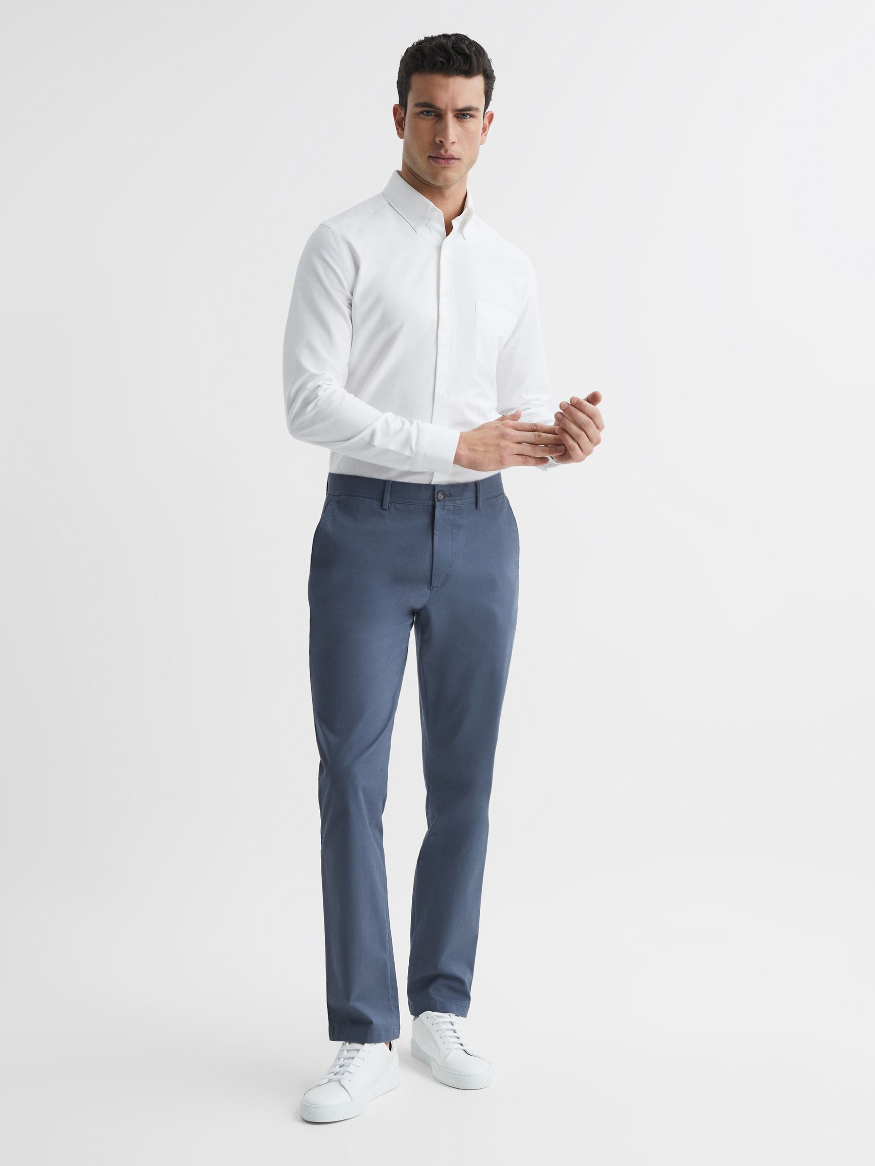 Soft Wash Button Down Oxford Shirt in White - Image 3 of 8