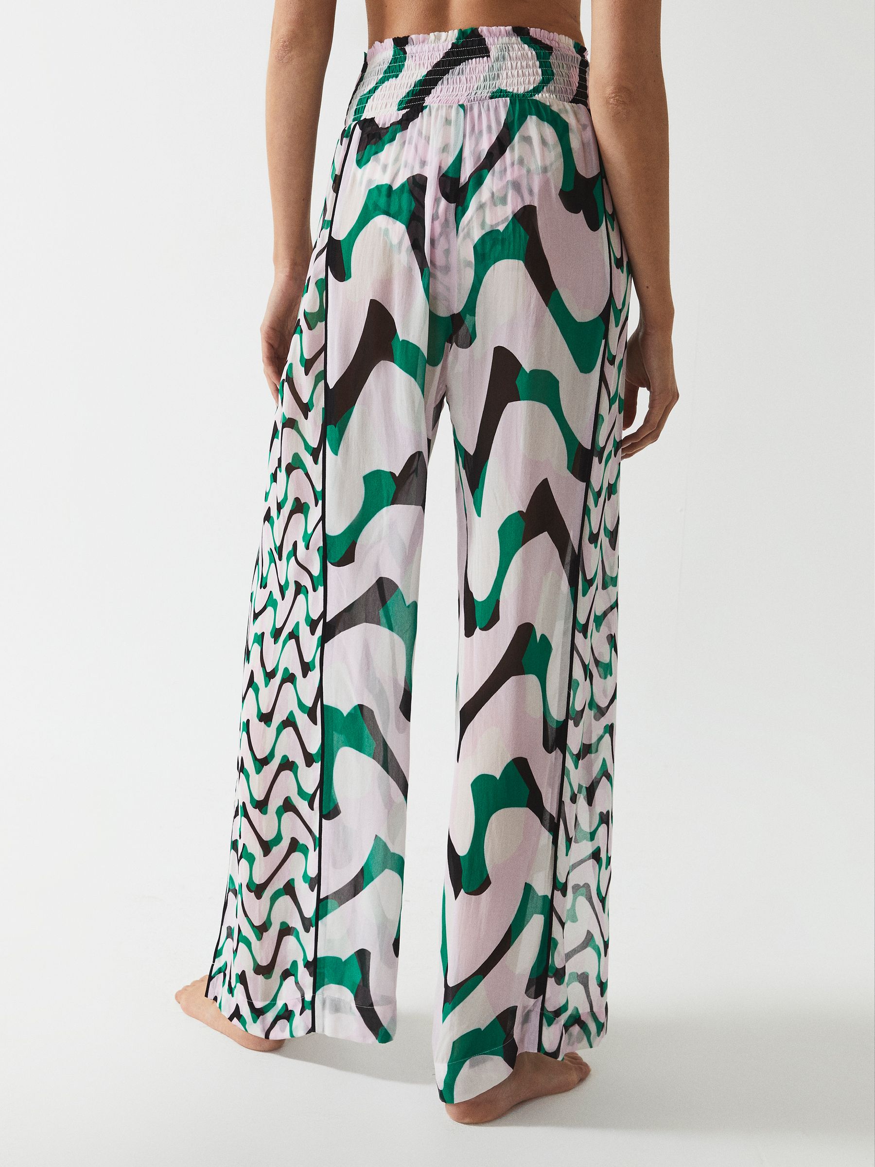 Wide Leg Resort Trousers in Pink/Green - Image 5 of 6