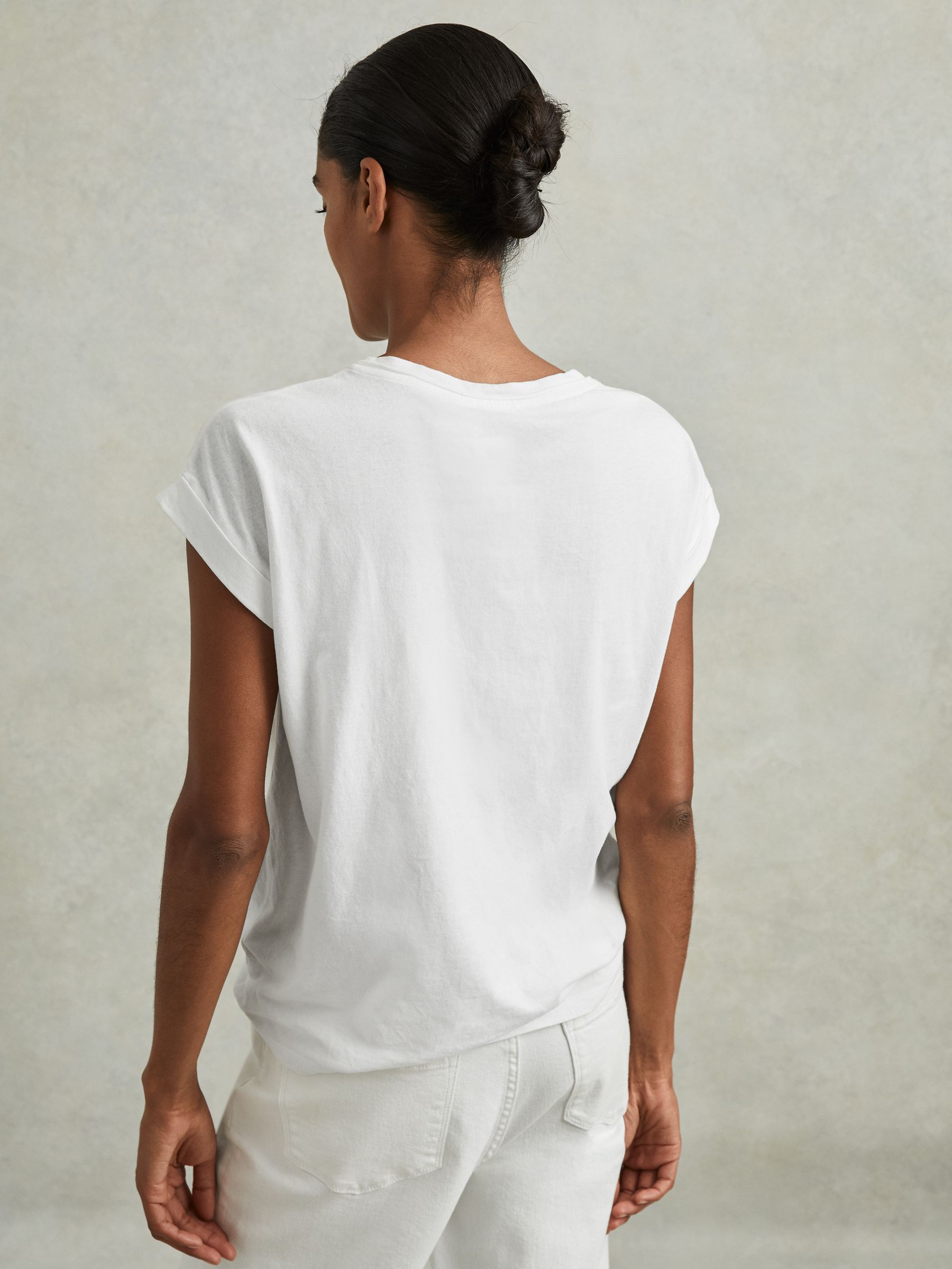 Cotton-Jersey Crew Neck T-Shirt in White - image 4