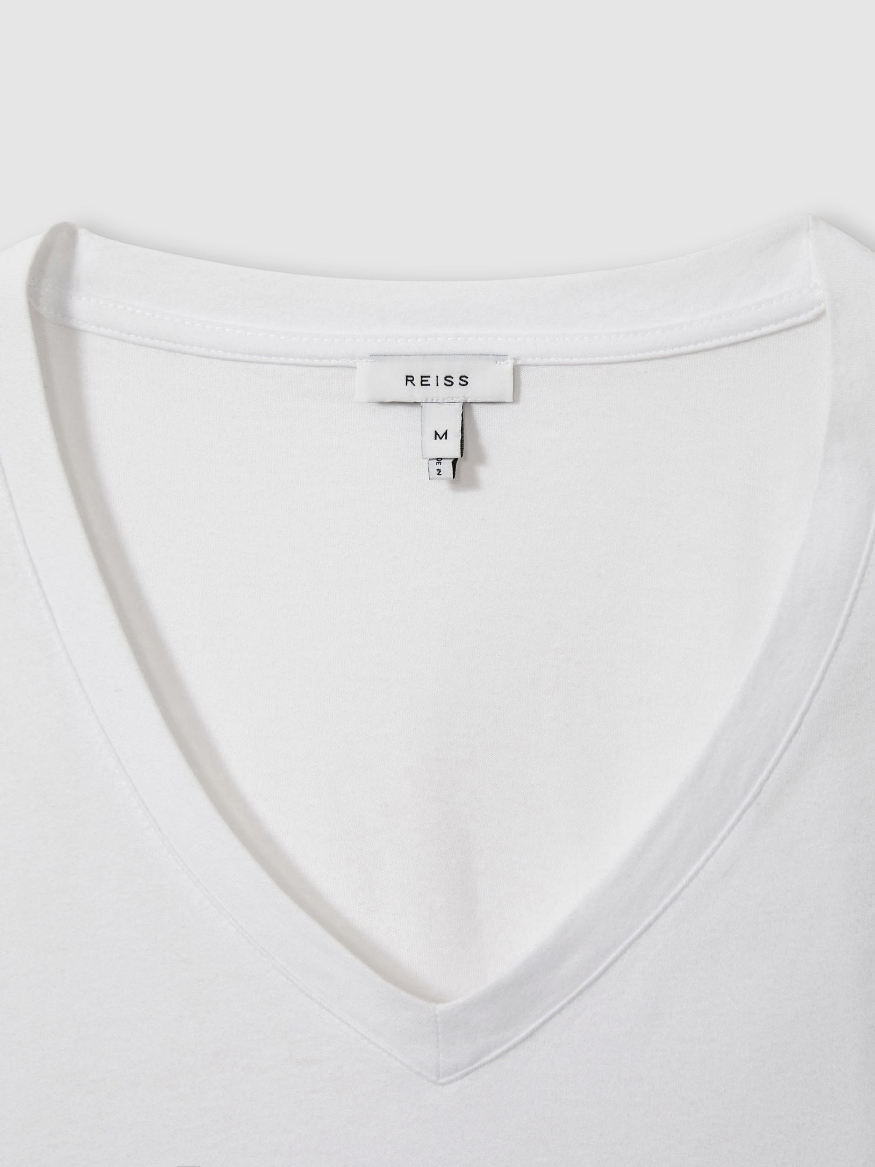 Cotton-Jersey V-Neck T-Shirt in White - image 4
