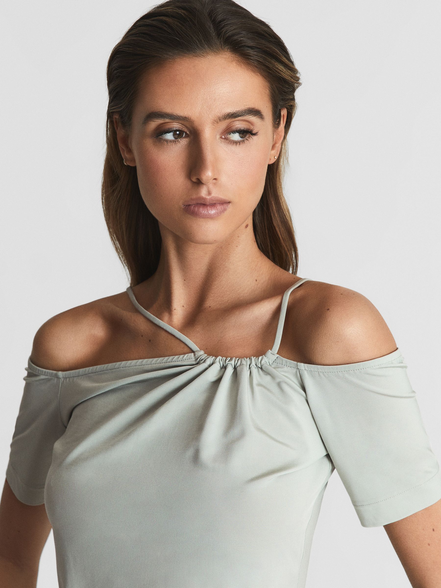 Off-Shoulder Strap Top in Mint - Image 4 of 5