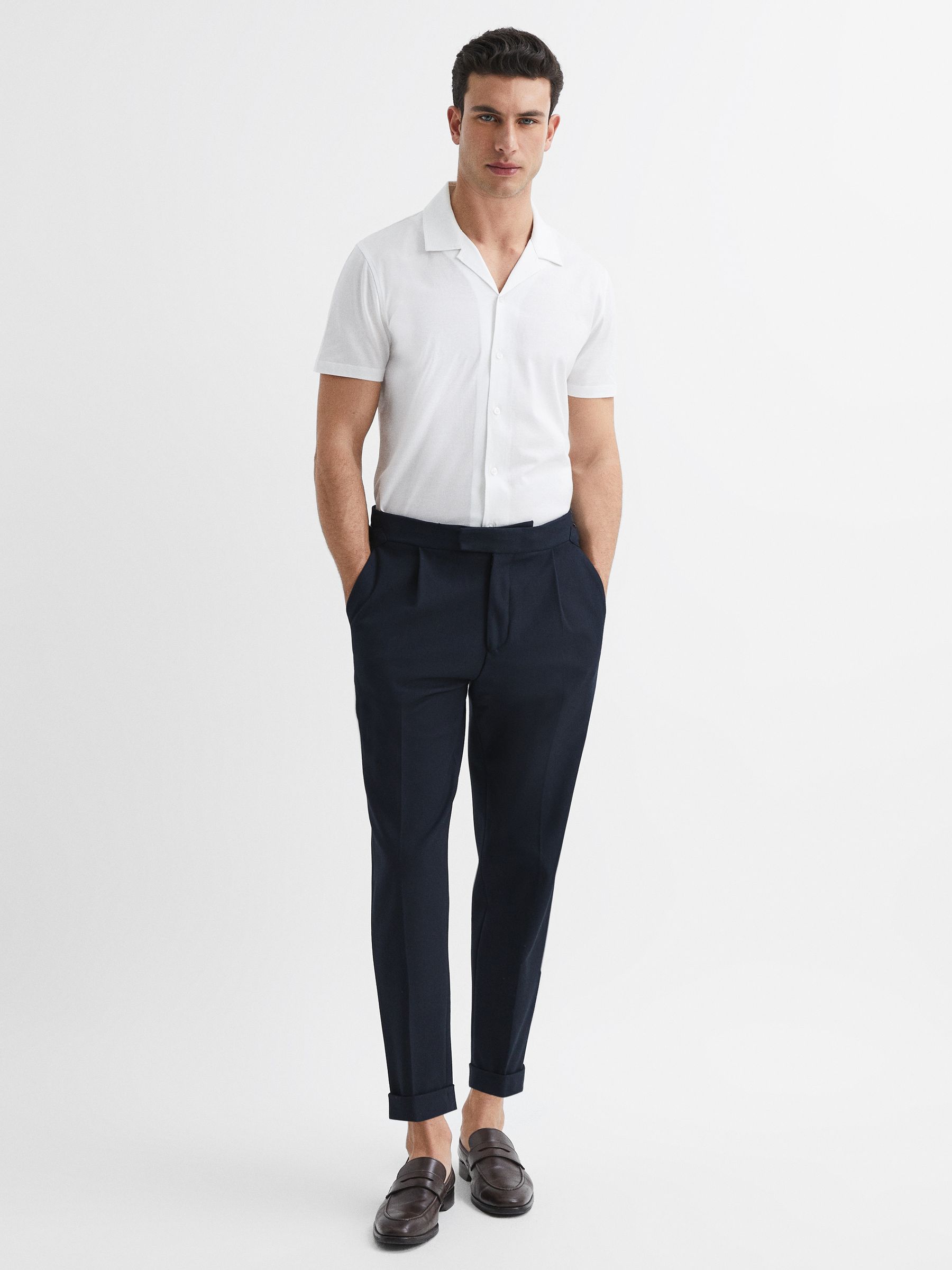Mercerised Jersey Cuban Collar Shirt in White - Image 6 of 7