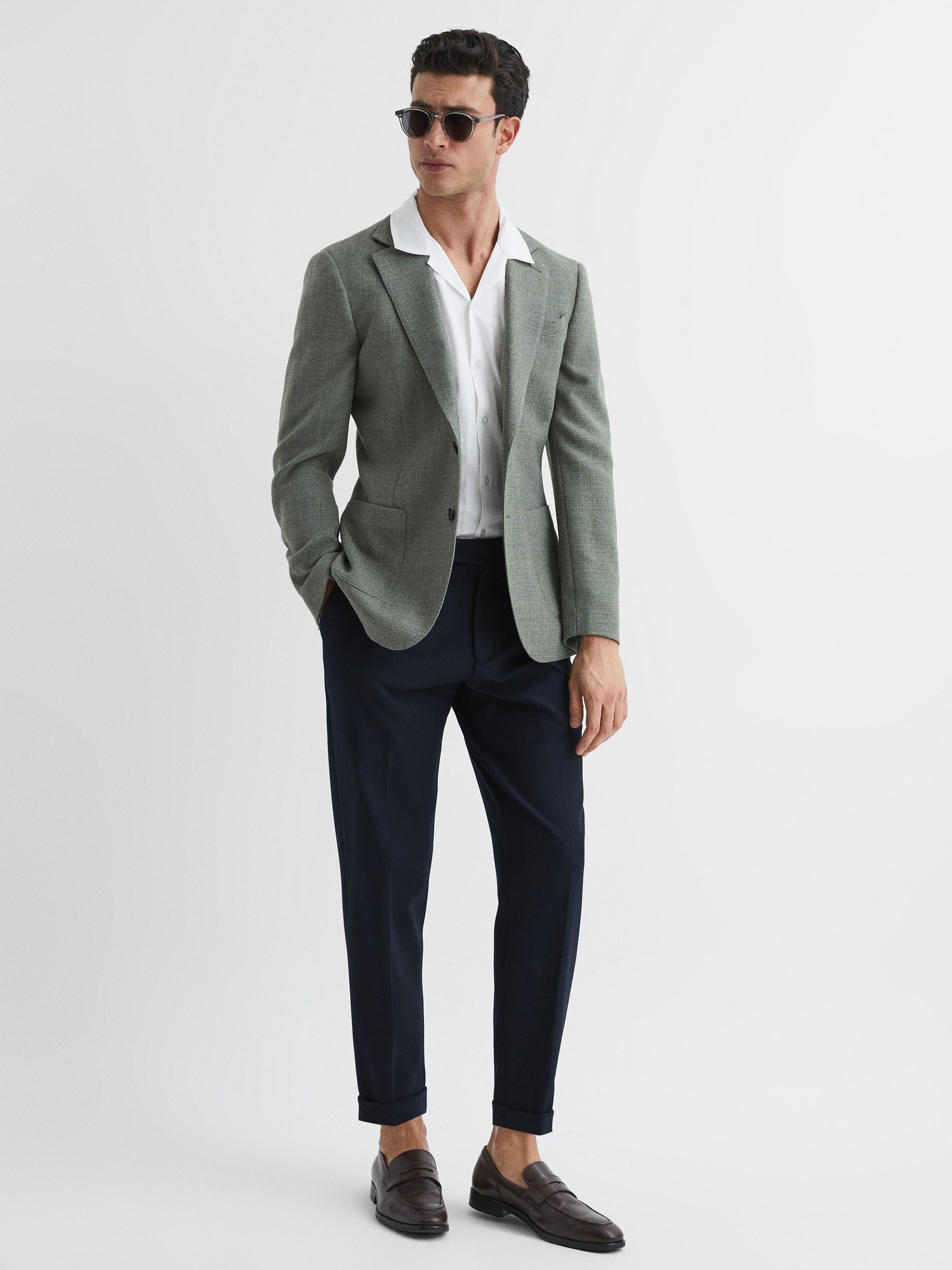 Mercerised Jersey Cuban Collar Shirt in White - Image 7 of 7