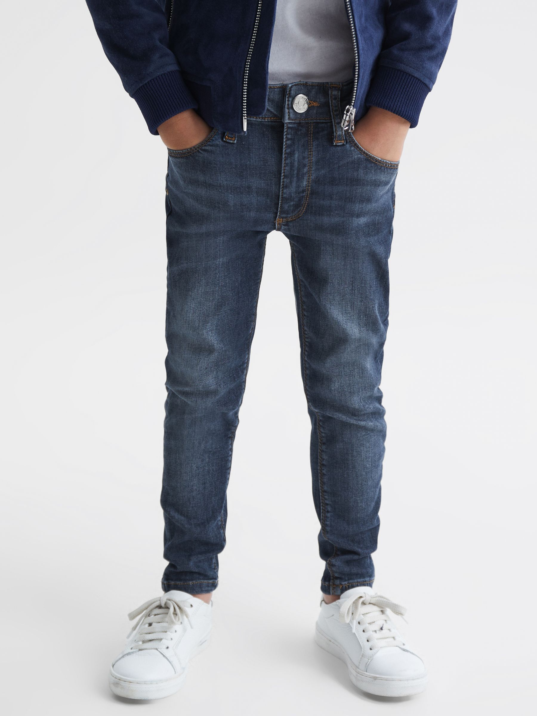 Jersey Slim Fit Jeans in Washed Indigo - Image 1 of 6