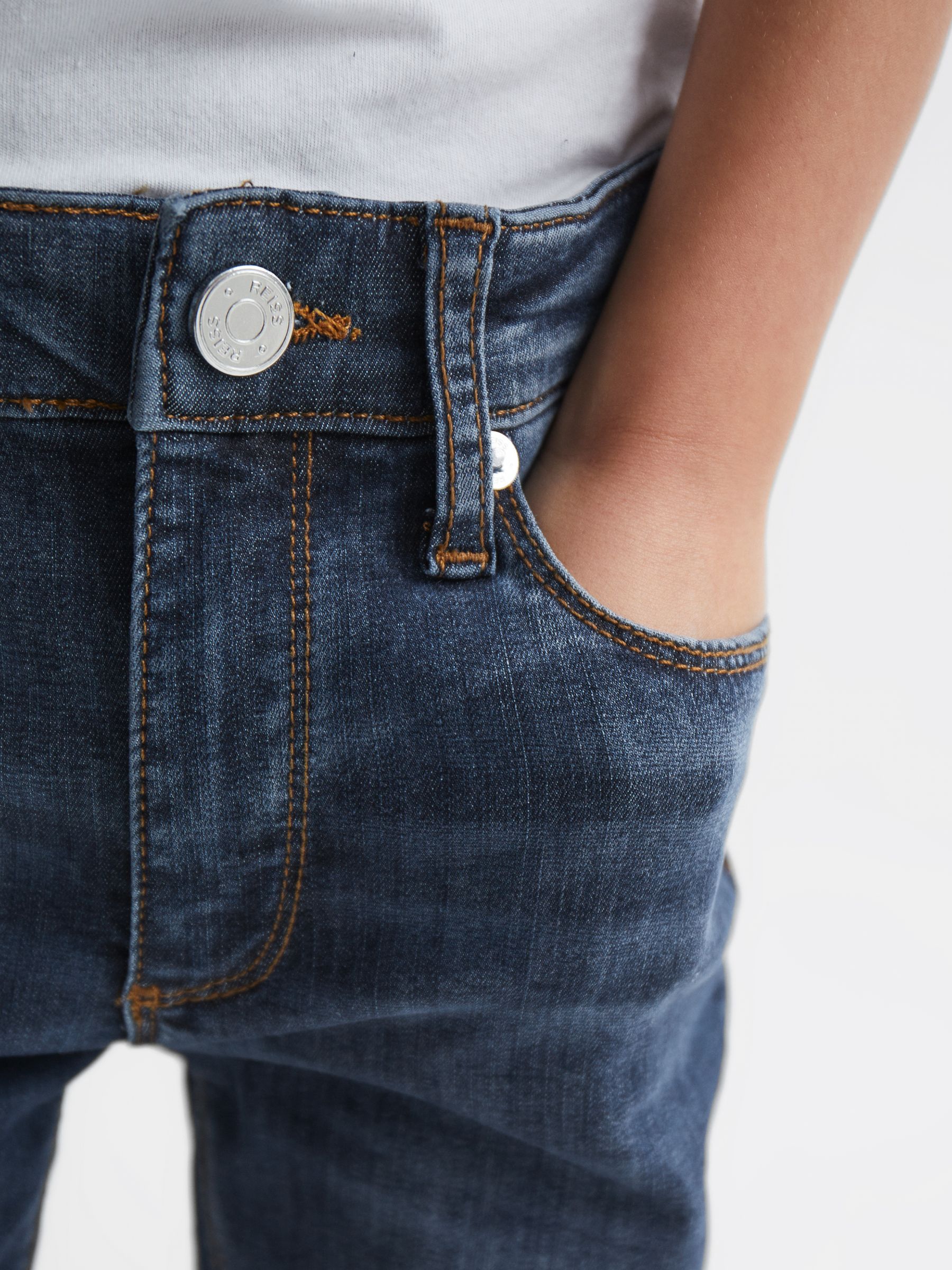 Jersey Slim Fit Jeans in Washed Indigo - Image 4 of 6