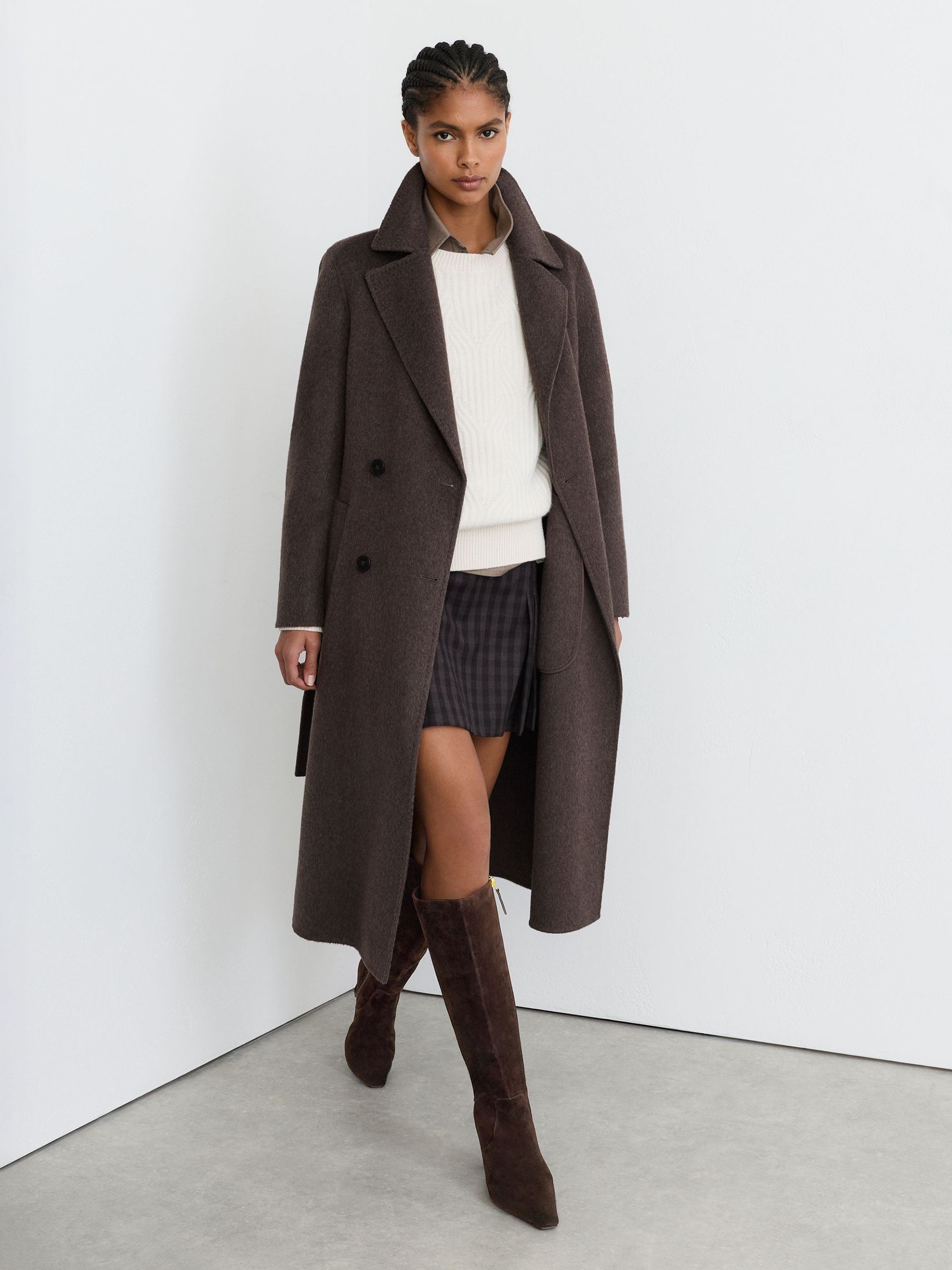 Suede Heeled Knee-High Boots in Chocolate - Image 6 of 9