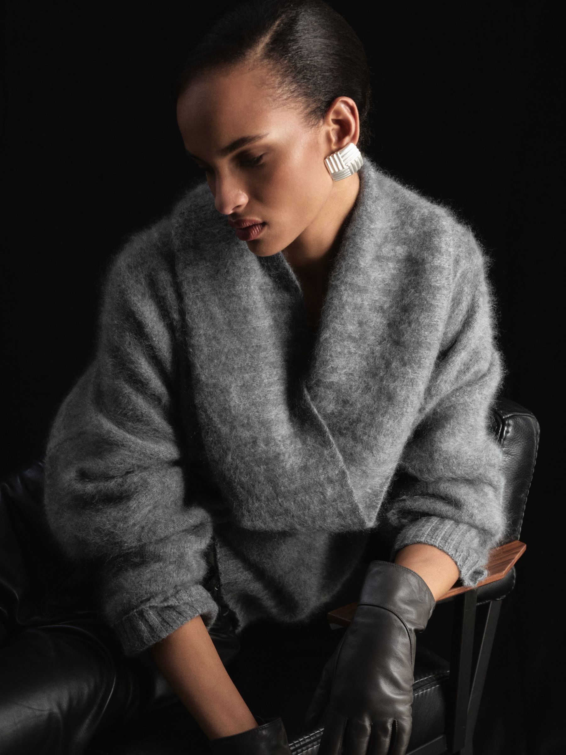 Atelier Brushed Cashmere Cowl-Neck Jumper in Grey - Image 1 of 7