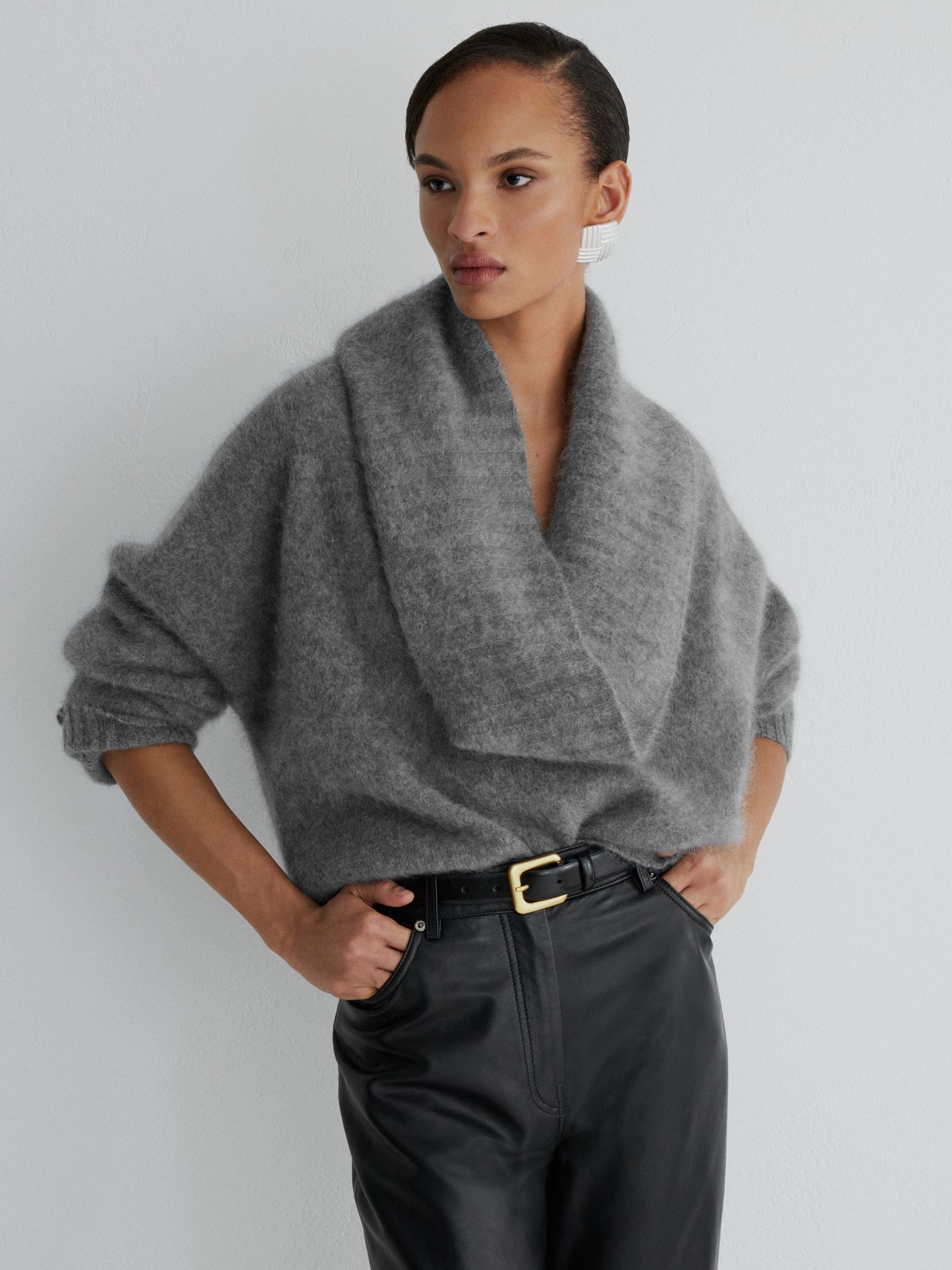 Atelier Brushed Cashmere Cowl-Neck Jumper in Grey - Image 4 of 7