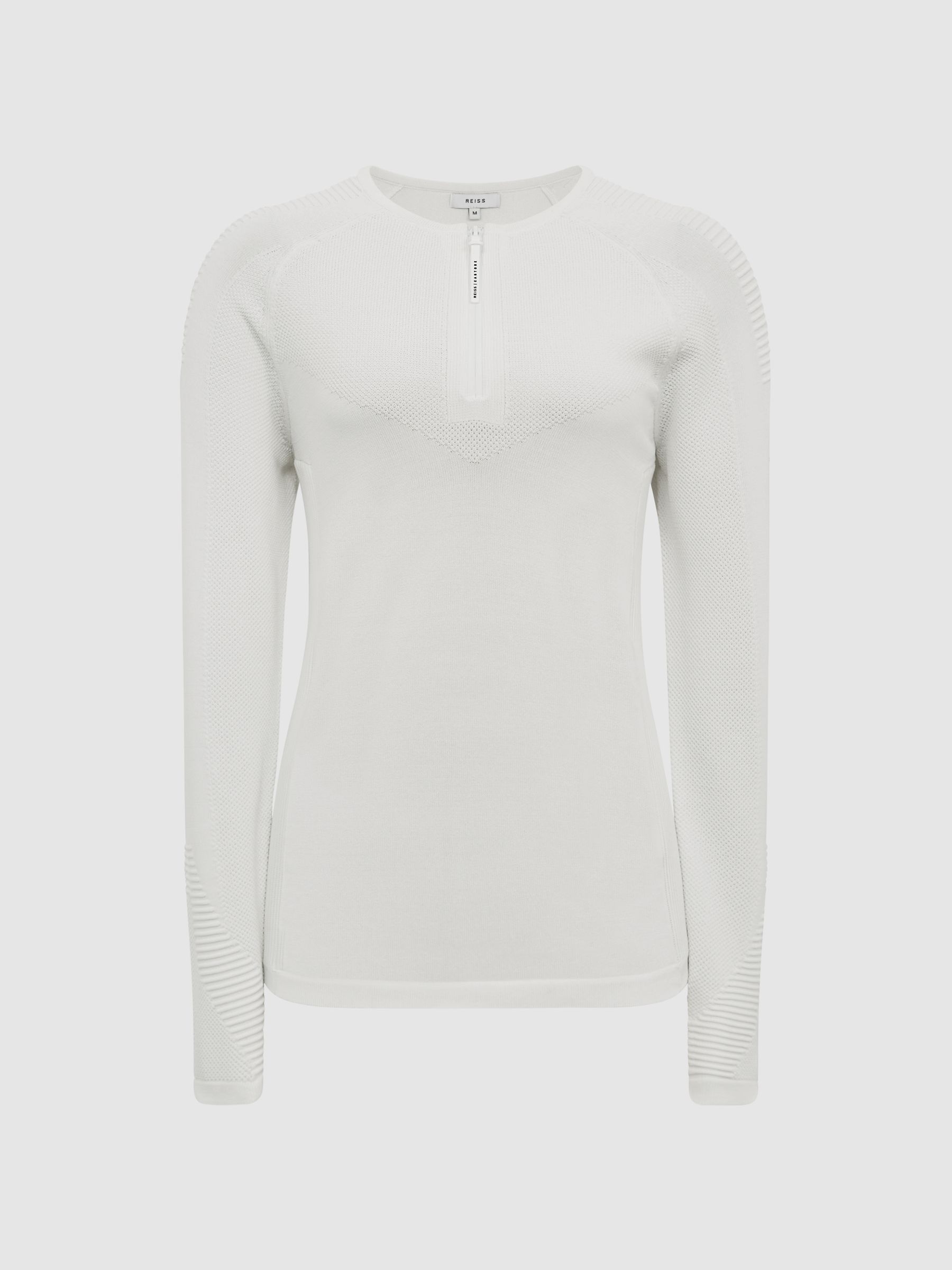 Ribbed Half Zip Performance Top in White - Image 2 of 9
