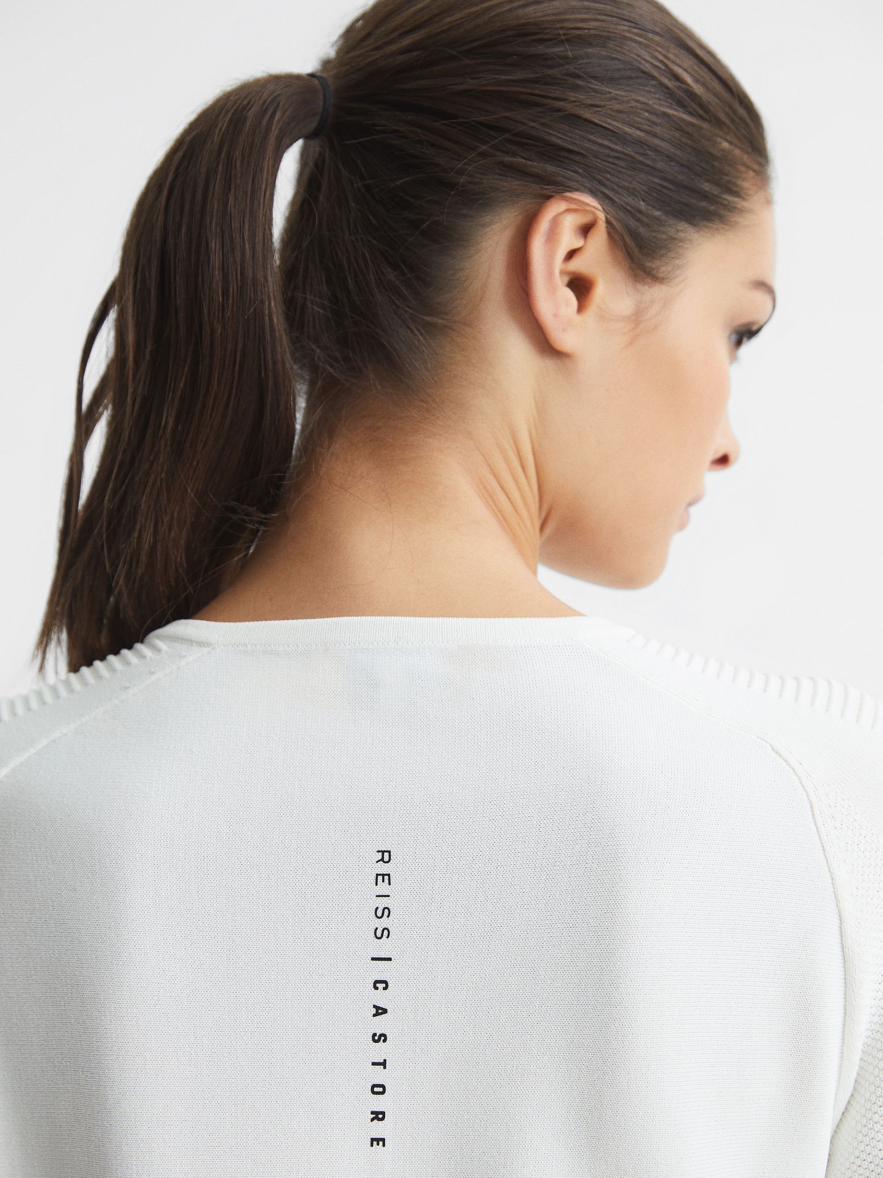 Ribbed Half Zip Performance Top in White - Image 7 of 9
