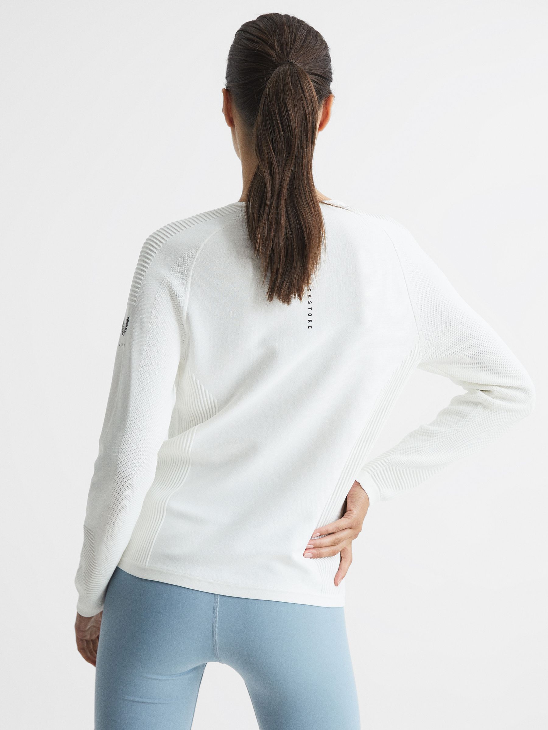 Ribbed Half Zip Performance Top in White - Image 8 of 9