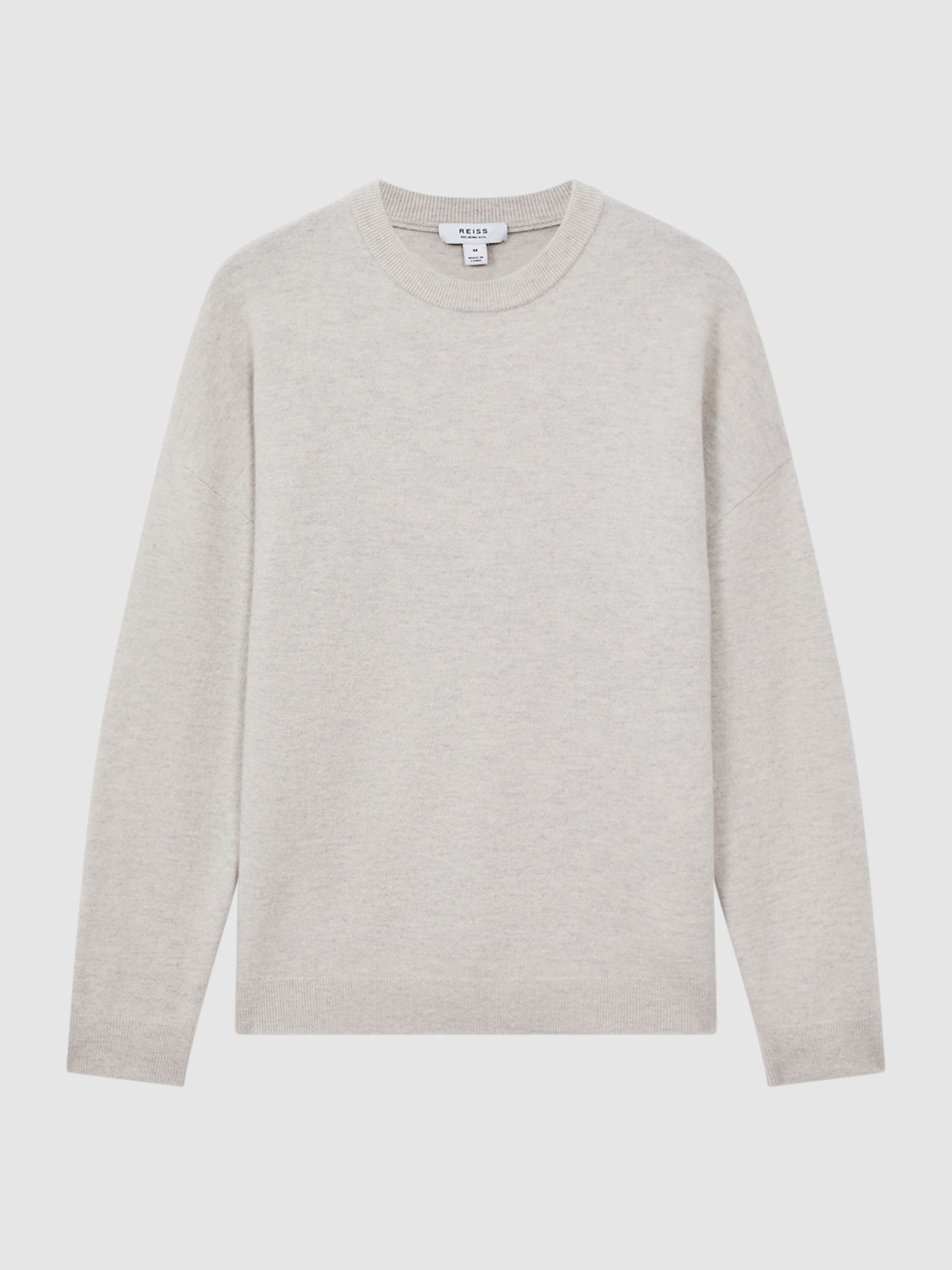 Wool Crew Neck Jumper in Oatmeal Melange - Image 2 of 5