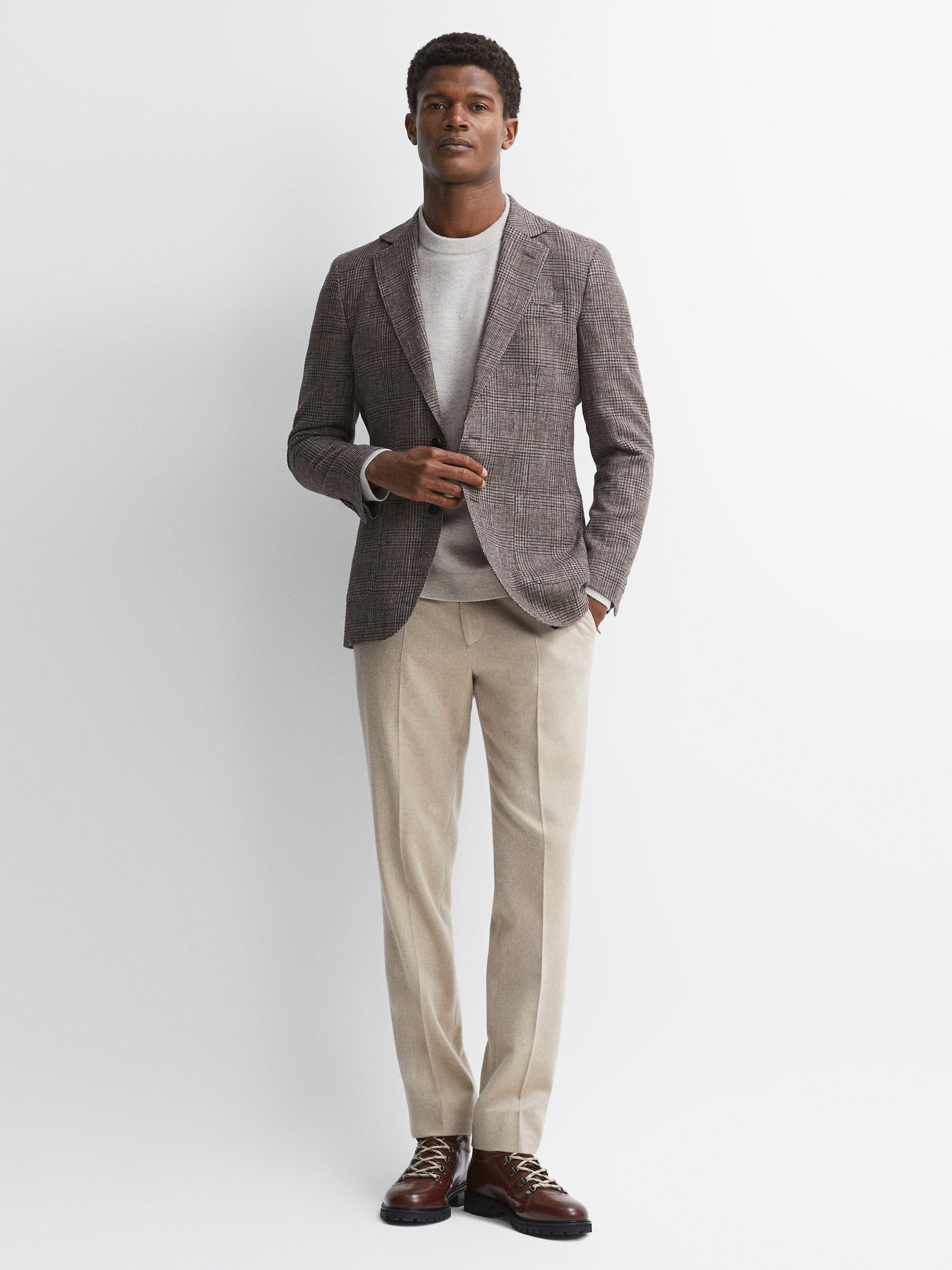 Wool Crew Neck Jumper in Oatmeal Melange - Image 3 of 5