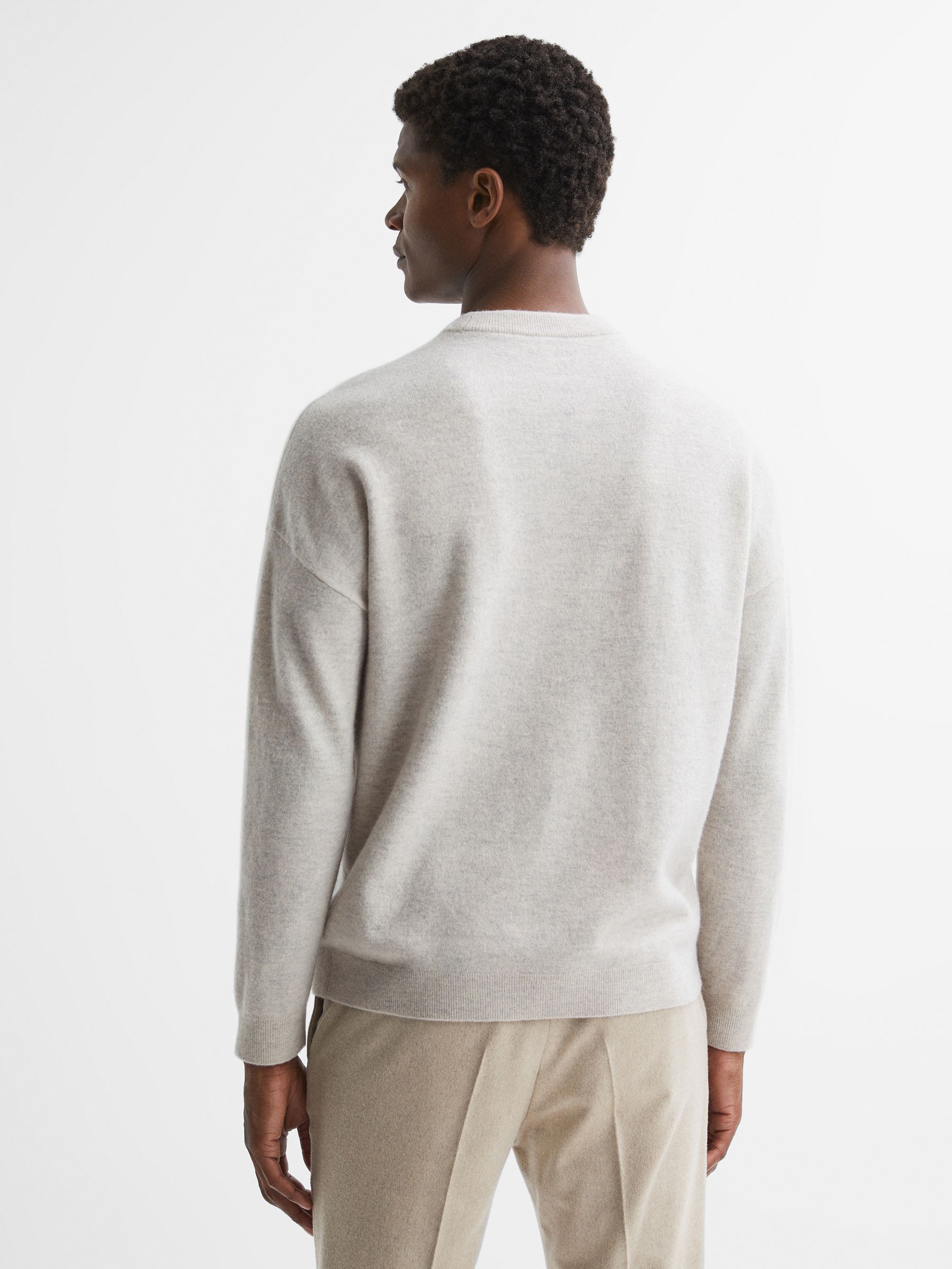 Wool Crew Neck Jumper in Oatmeal Melange - Image 5 of 5