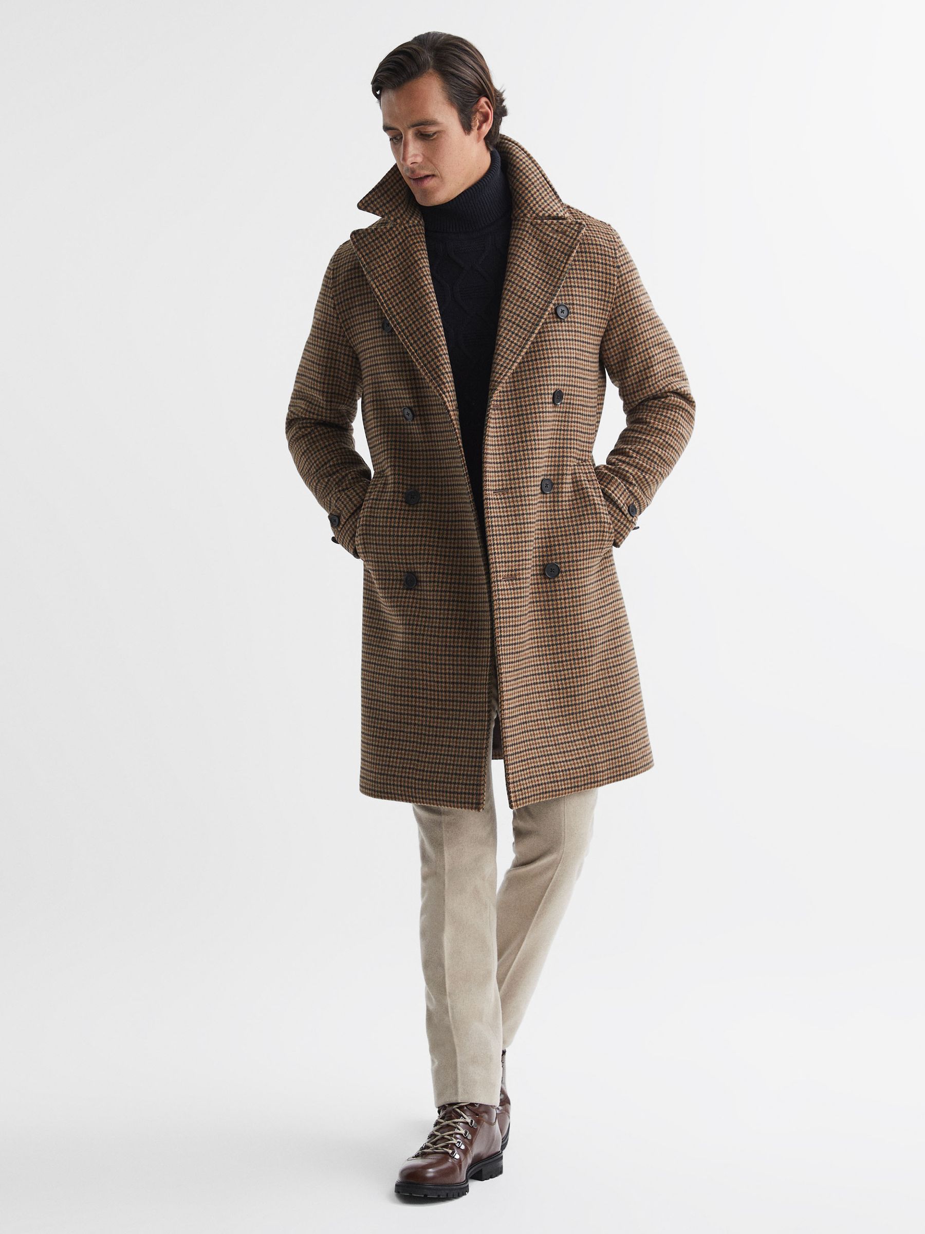 Cable Knitted Roll Neck Jumper in Navy - Image 3 of 5