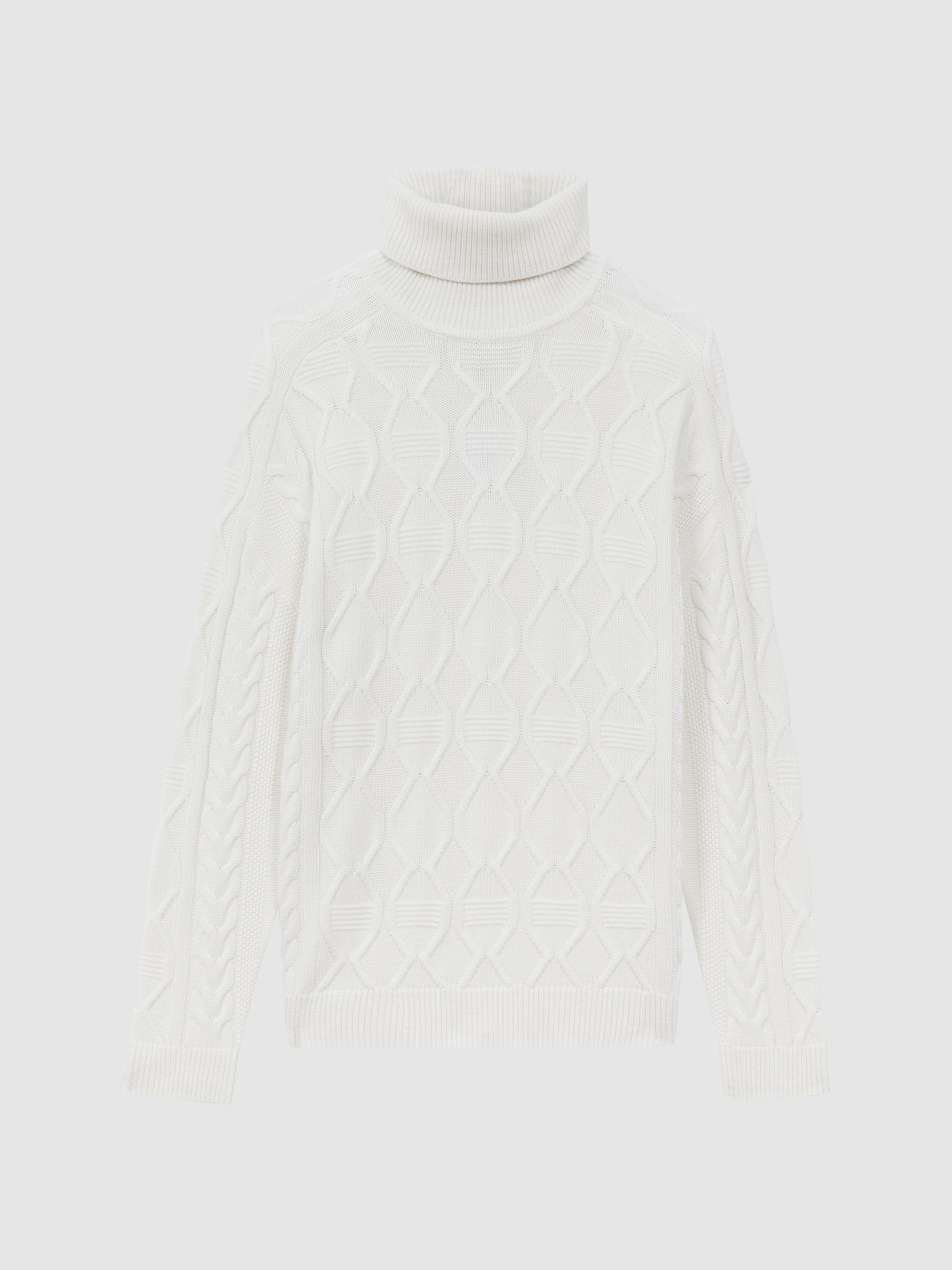 Cable Knitted Roll Neck Jumper in Ecru - Image 2 of 4