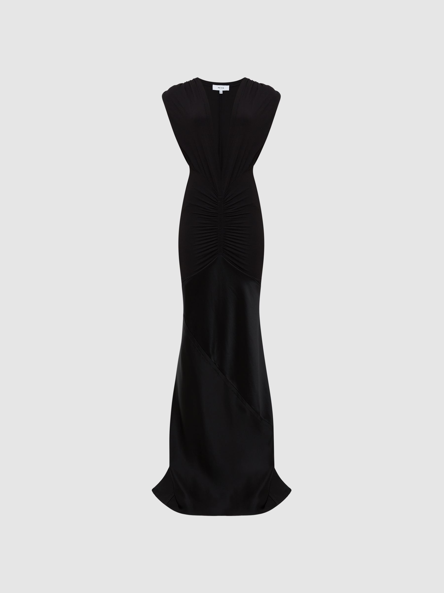 Jersey Satin Maxi Dress in Black - Image 2 of 8