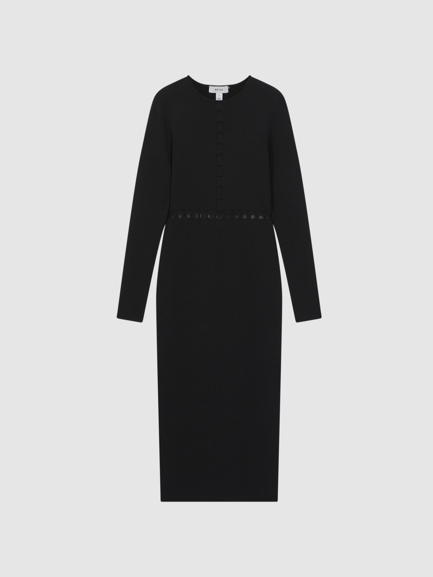 Mesh Detail Midi Dress in Black - Image 2 of 5 Mesh Detail Midi Dress in Black - Image 2 of 5