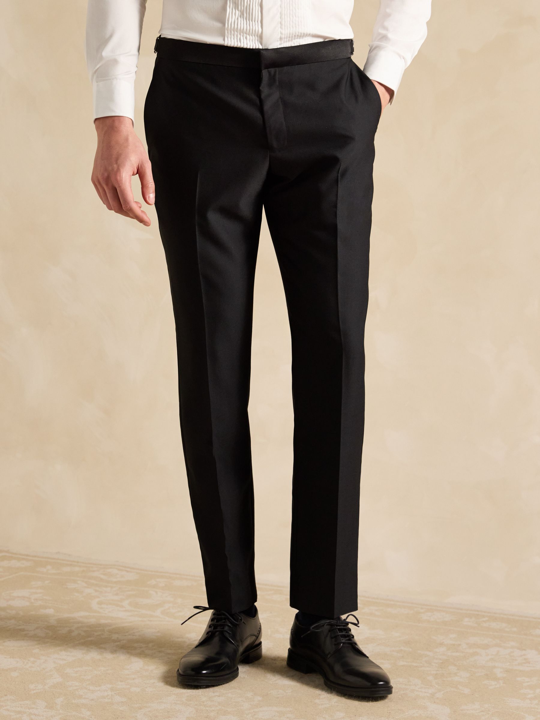 Black Slim Fit Tuxedo Suit Trousers - Image 1 of 9