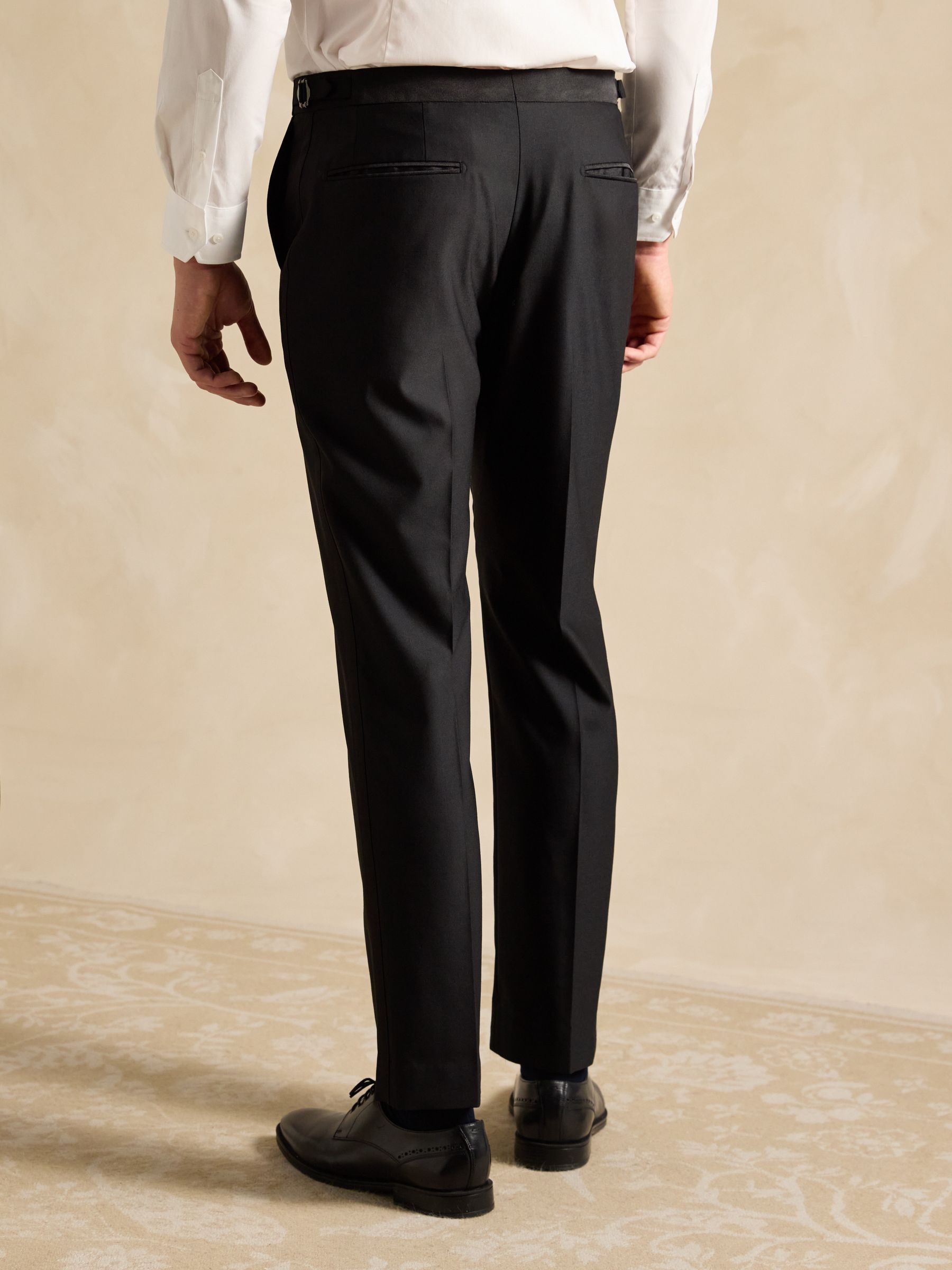 Black Slim Fit Tuxedo Suit Trousers - Image 2 of 9