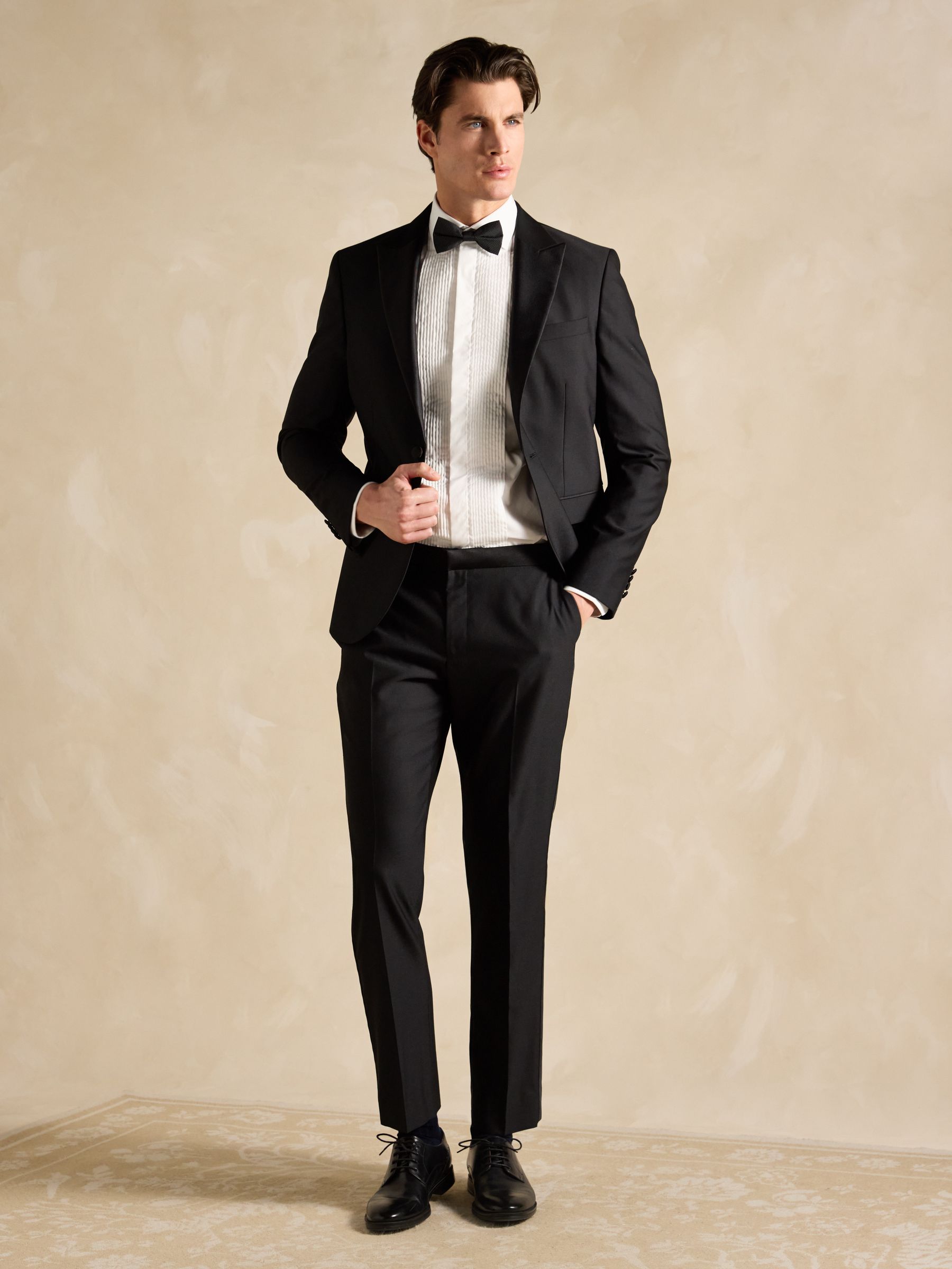 Black Slim Fit Tuxedo Suit Trousers - Image 4 of 9