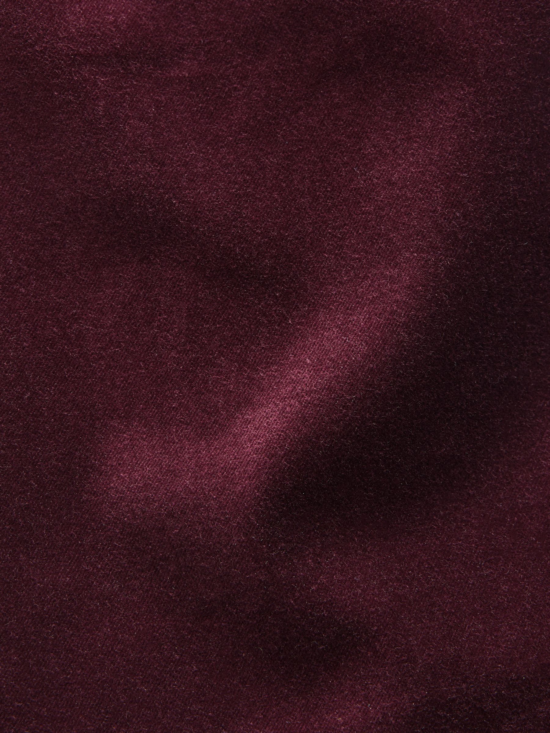 Burgundy Red Slim Fit Velvet Blazer - Image 12 of 12