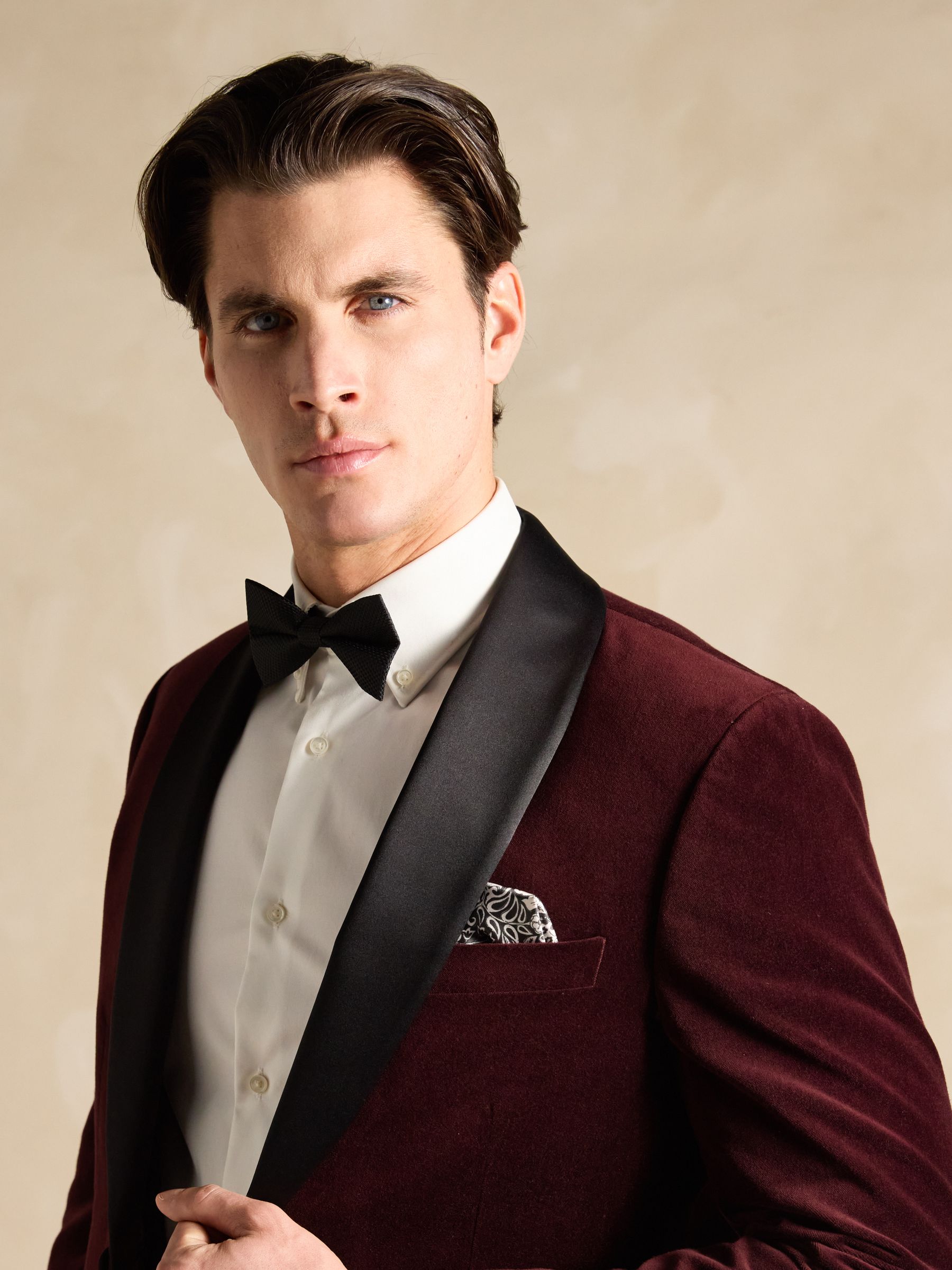 Burgundy Red Slim Fit Velvet Blazer - Image 4 of 12