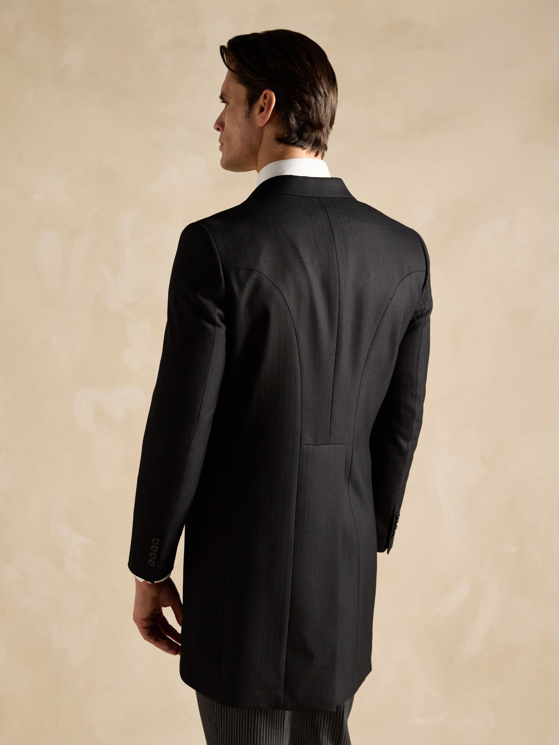 Black Slim Fit Morning Suit Jacket - Image 2 of 8