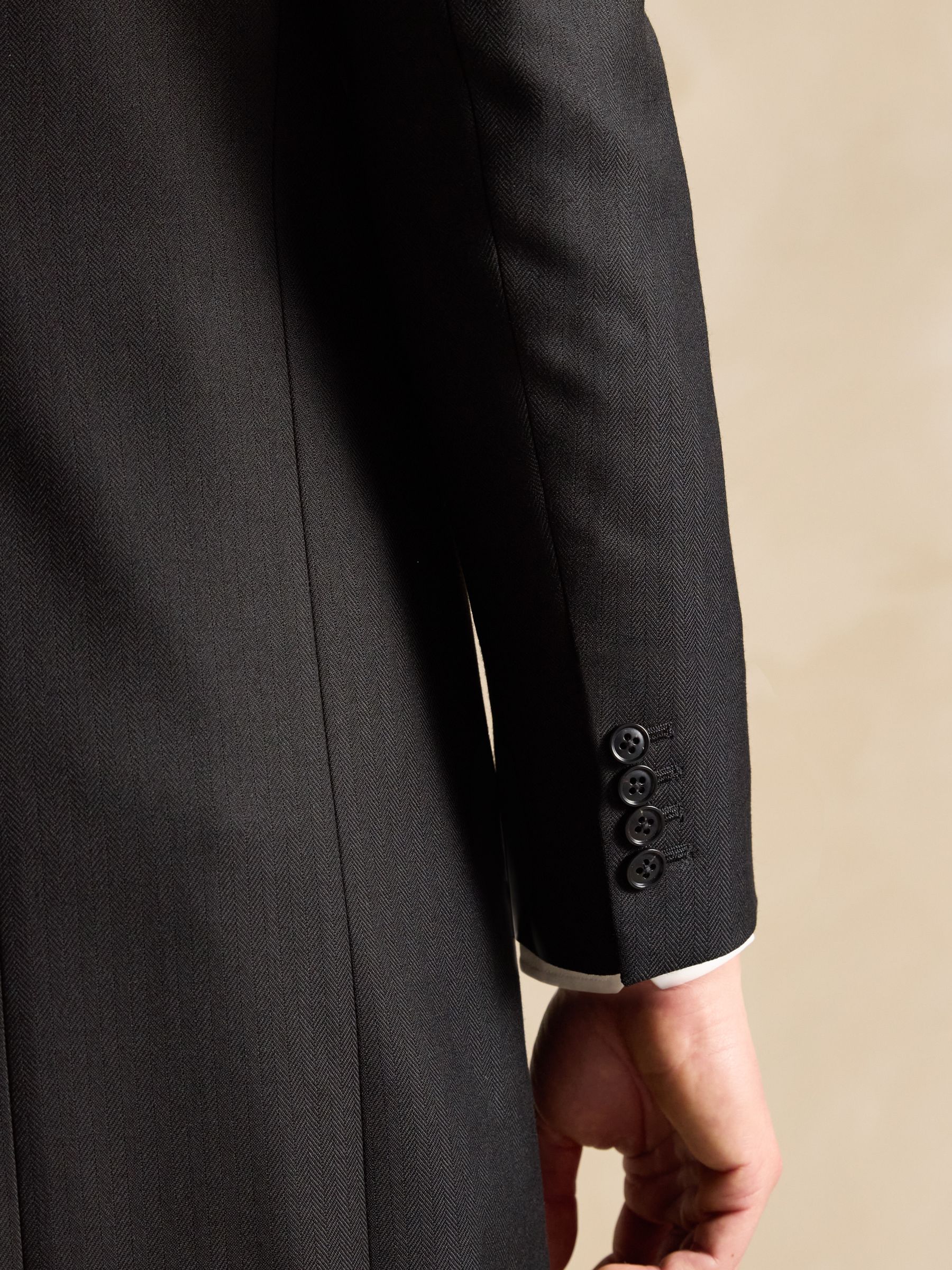 Black Slim Fit Morning Suit Jacket - Image 7 of 8
