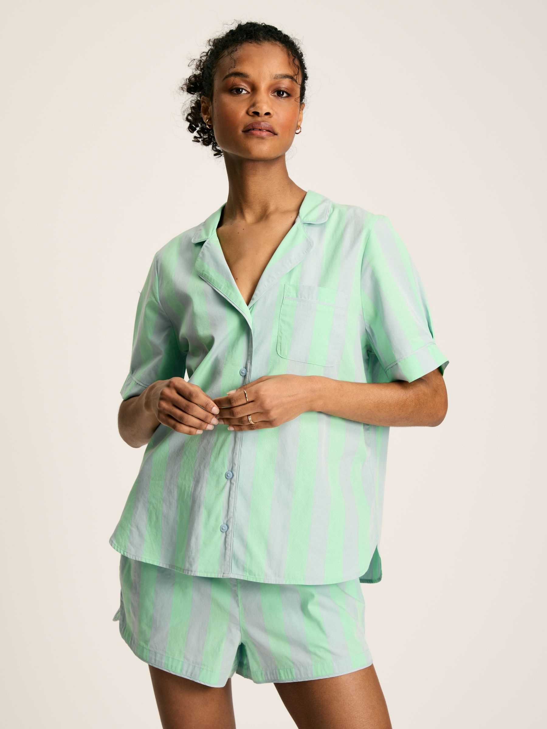 Olivia Blue & Green Striped Pyjama Set - Image 1 of 7