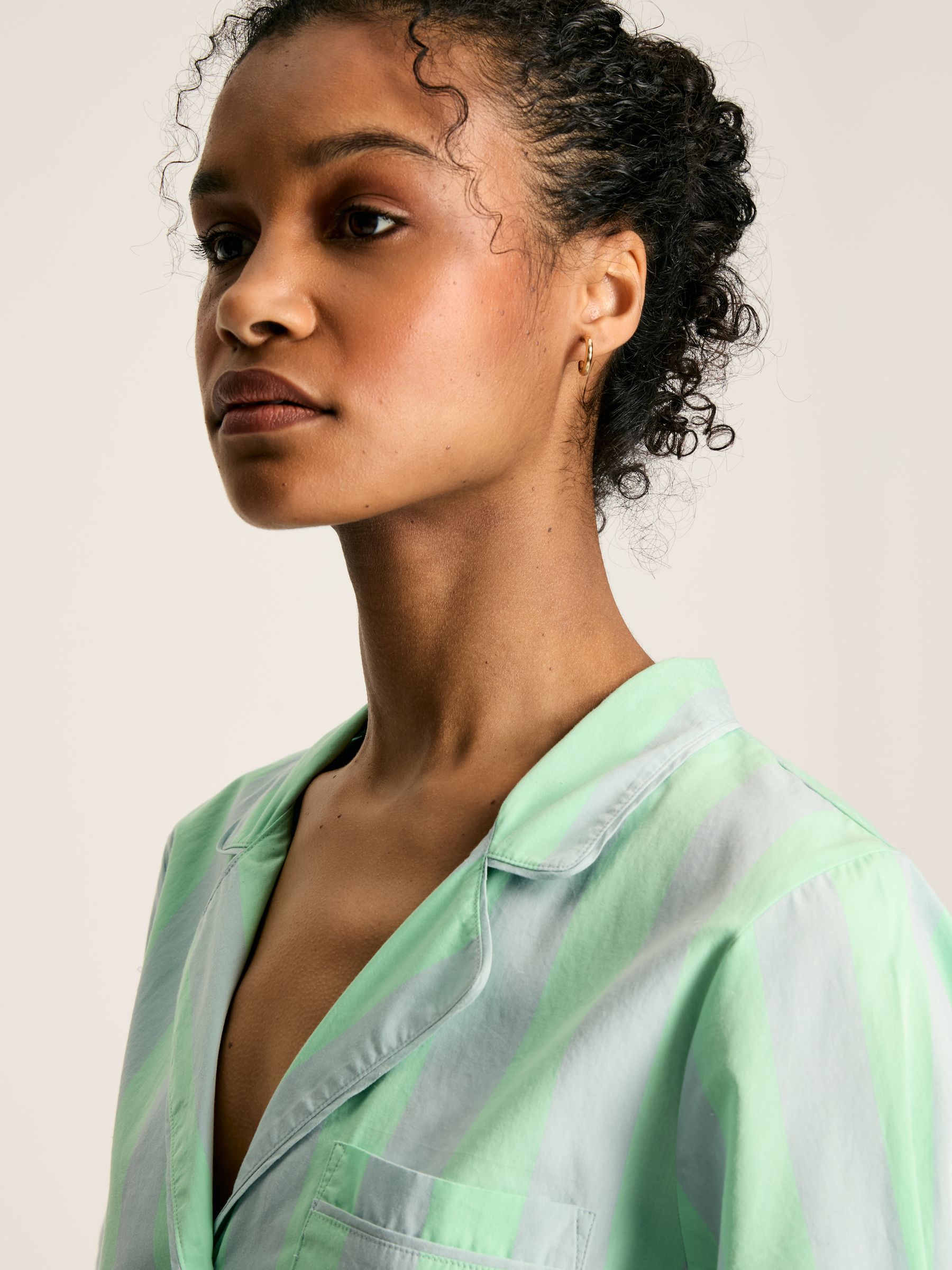 Olivia Blue & Green Striped Pyjama Set - Image 4 of 7