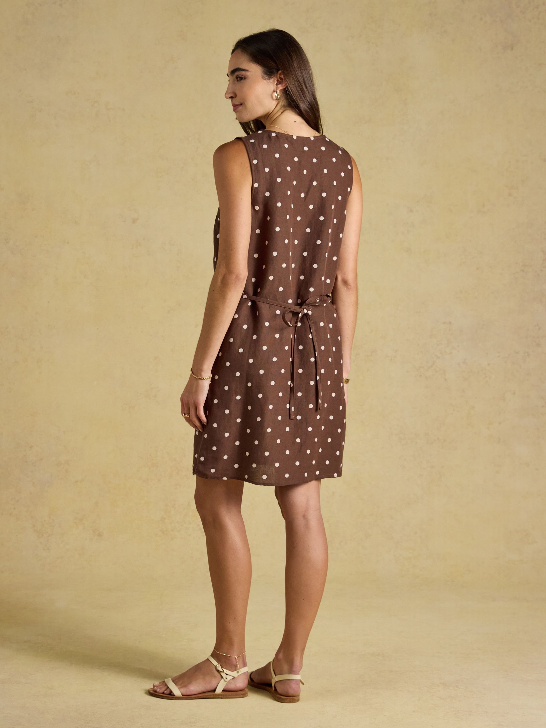 brown linen shift dress Chocolate with Cream Spot V Neck With Size:14/3XL Launched in 2006 nav-516 Cotton Blend Seersucker Fit-And-Flare