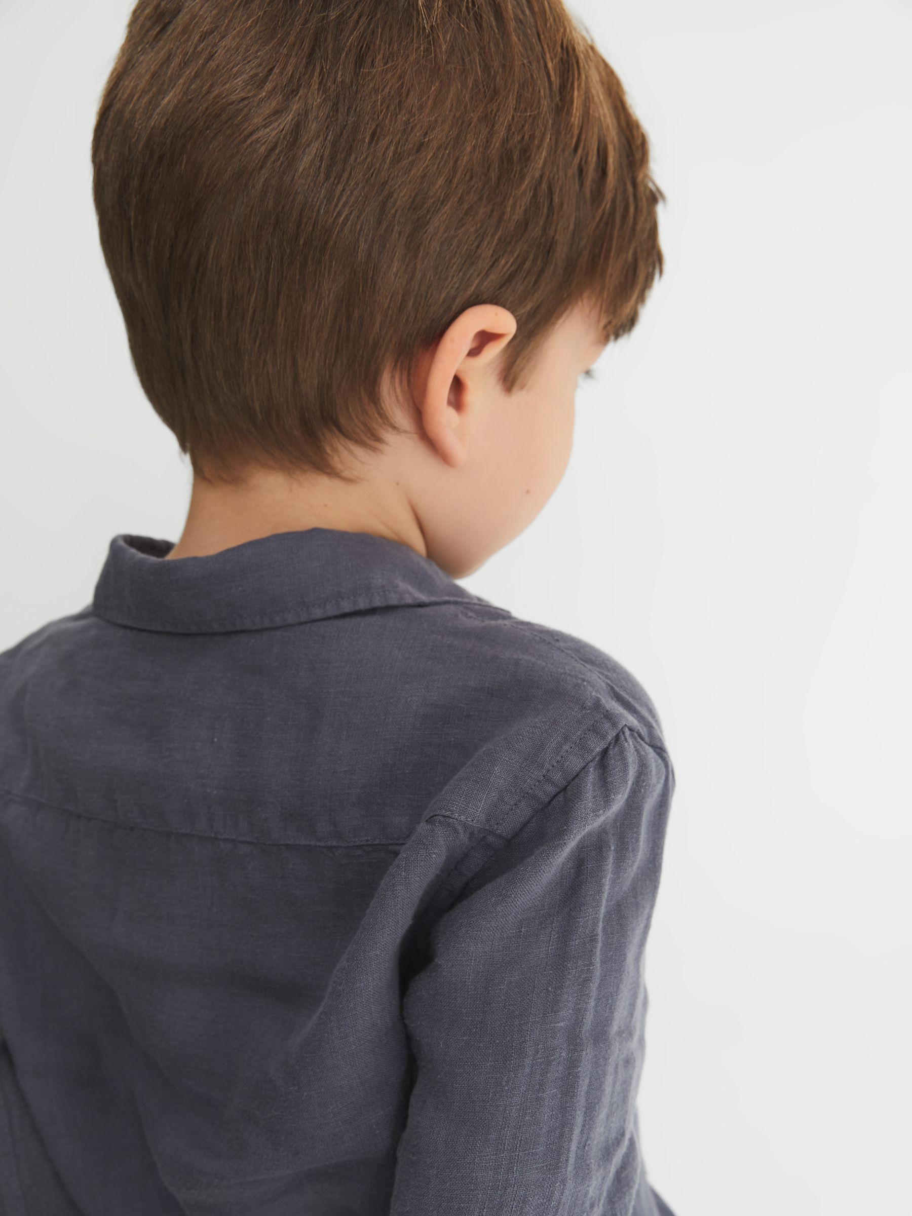 Long Sleeve Linen Shirt in Steel Blue - Image 4 of 5