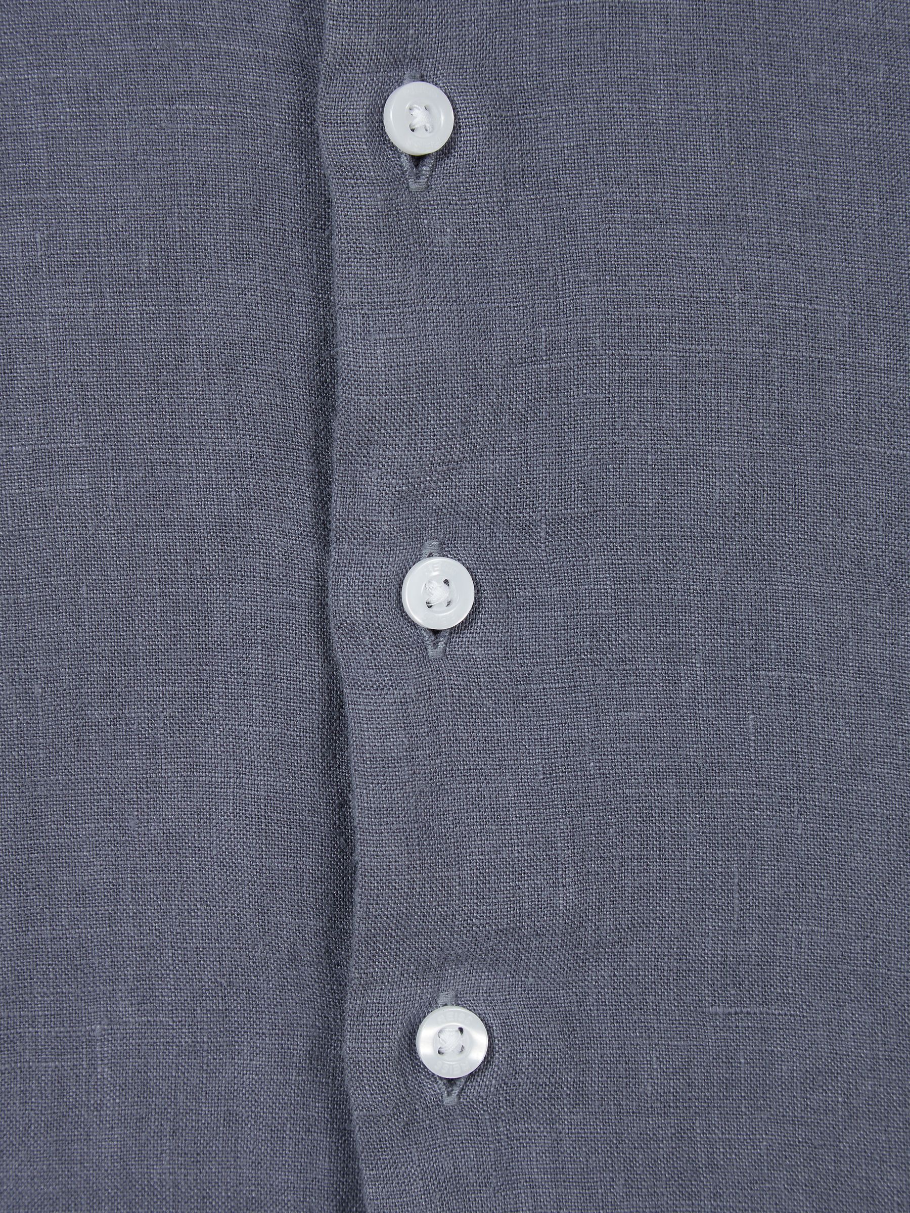Long Sleeve Linen Shirt in Steel Blue - Image 5 of 5